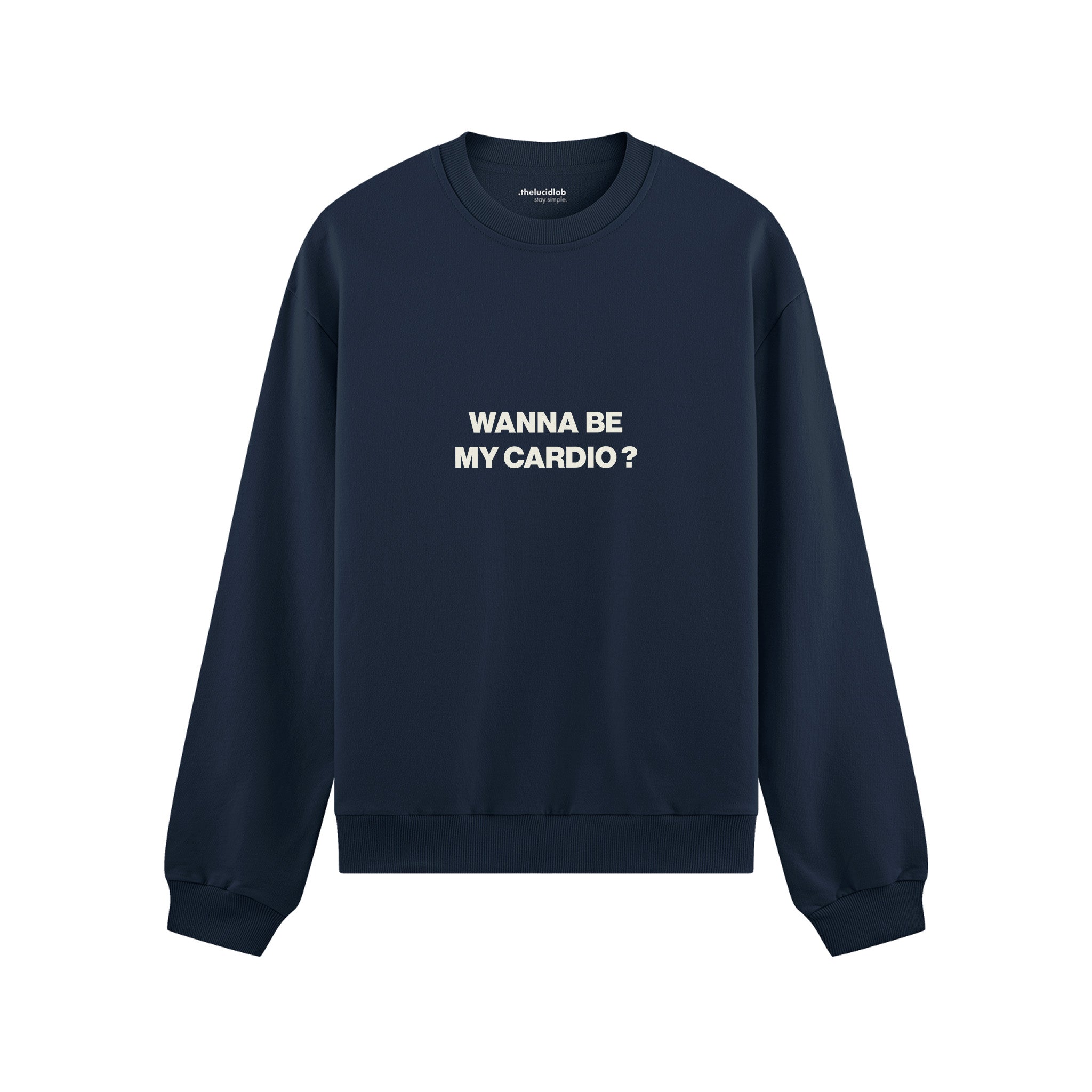 Wanna Be My Cardio Oversize Sweatshirt - Lacivert - ön görünüm