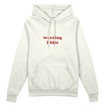 Warning I Bite Oversize Hoodie - Beyaz - ön görünüm