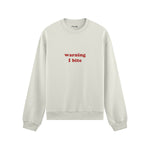 Warning I Bite Oversize Sweatshirt - Beyaz - ön görünüm