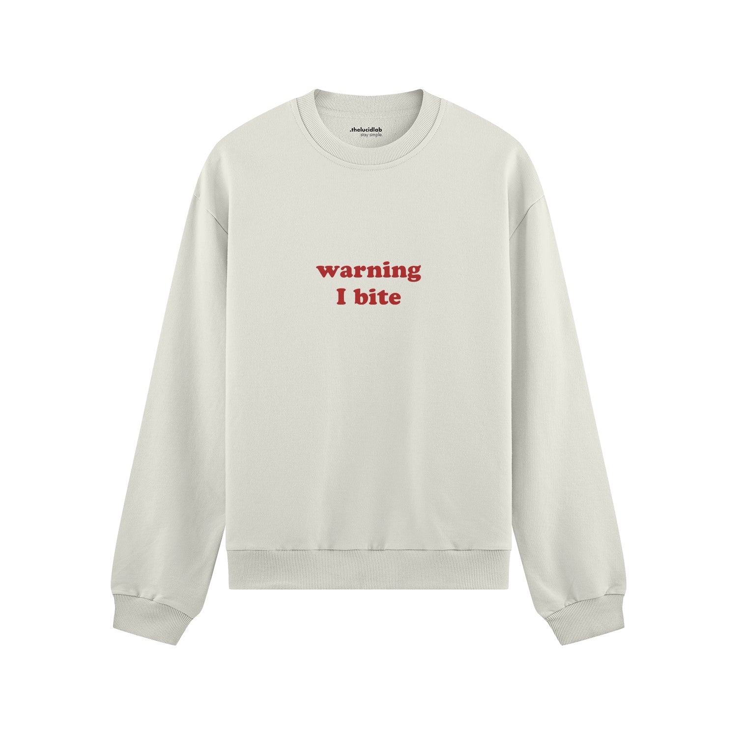 Warning I Bite Oversize Sweatshirt - Beyaz - ön görünüm