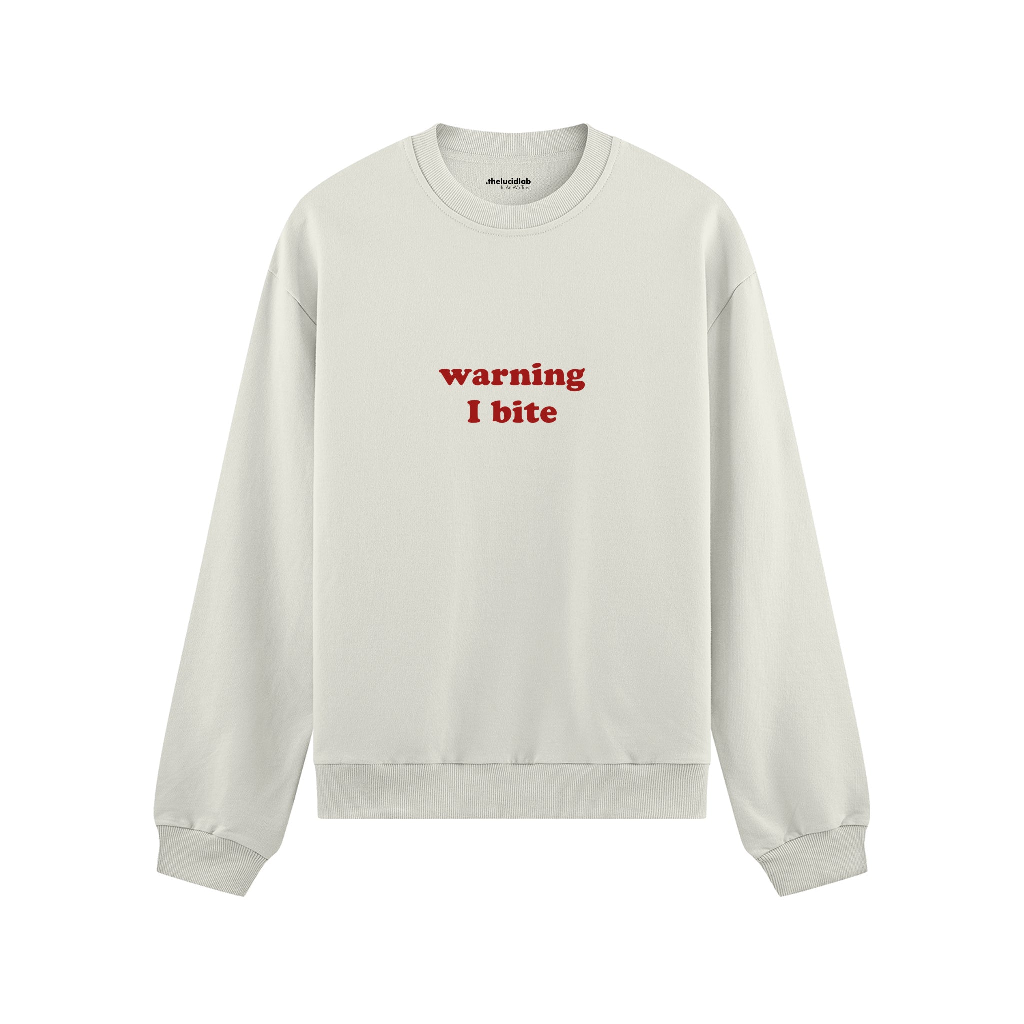 Warning I Bite Oversize Sweatshirt - Beyaz - ön görünüm