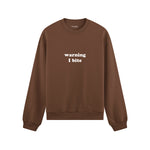 Warning I Bite Oversize Sweatshirt - Kahverengi - ön görünüm