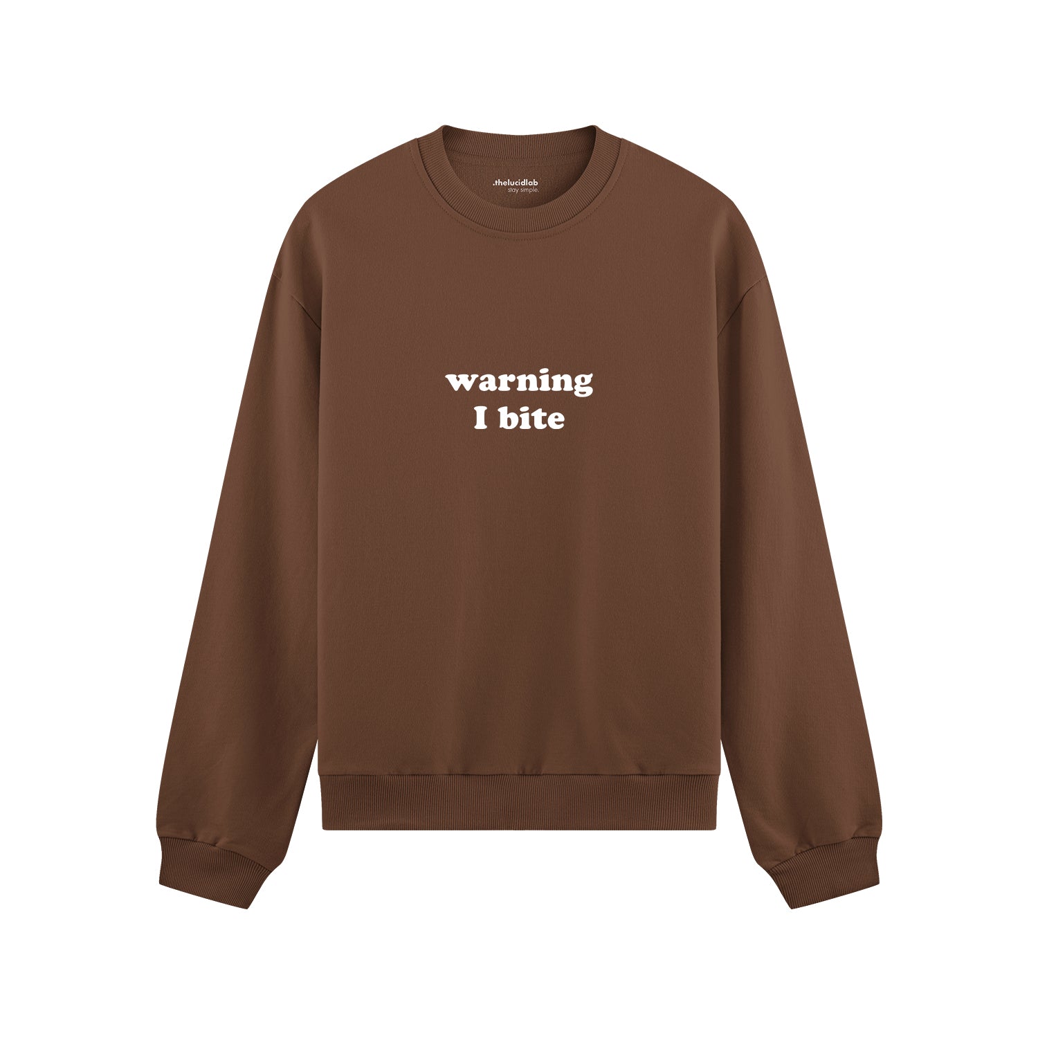 Warning I Bite Oversize Sweatshirt - Kahverengi - ön görünüm