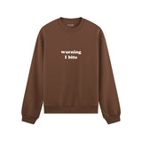 Warning I Bite Oversize Sweatshirt - Kahverengi - ön görünüm