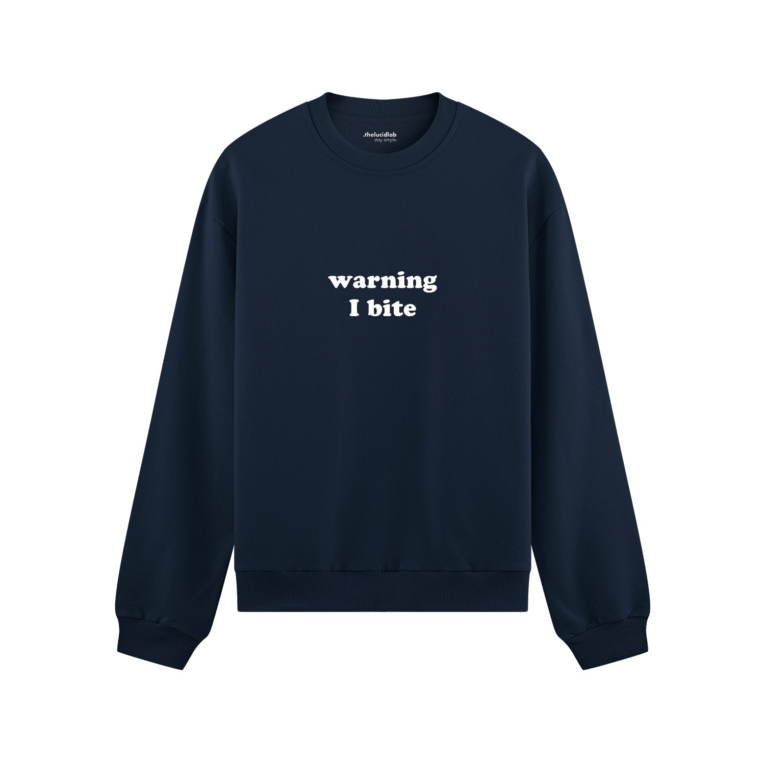 Warning I Bite Oversize Sweatshirt - Lacivert - ön görünüm