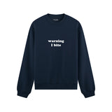 Warning I Bite Oversize Sweatshirt - Lacivert - ön görünüm