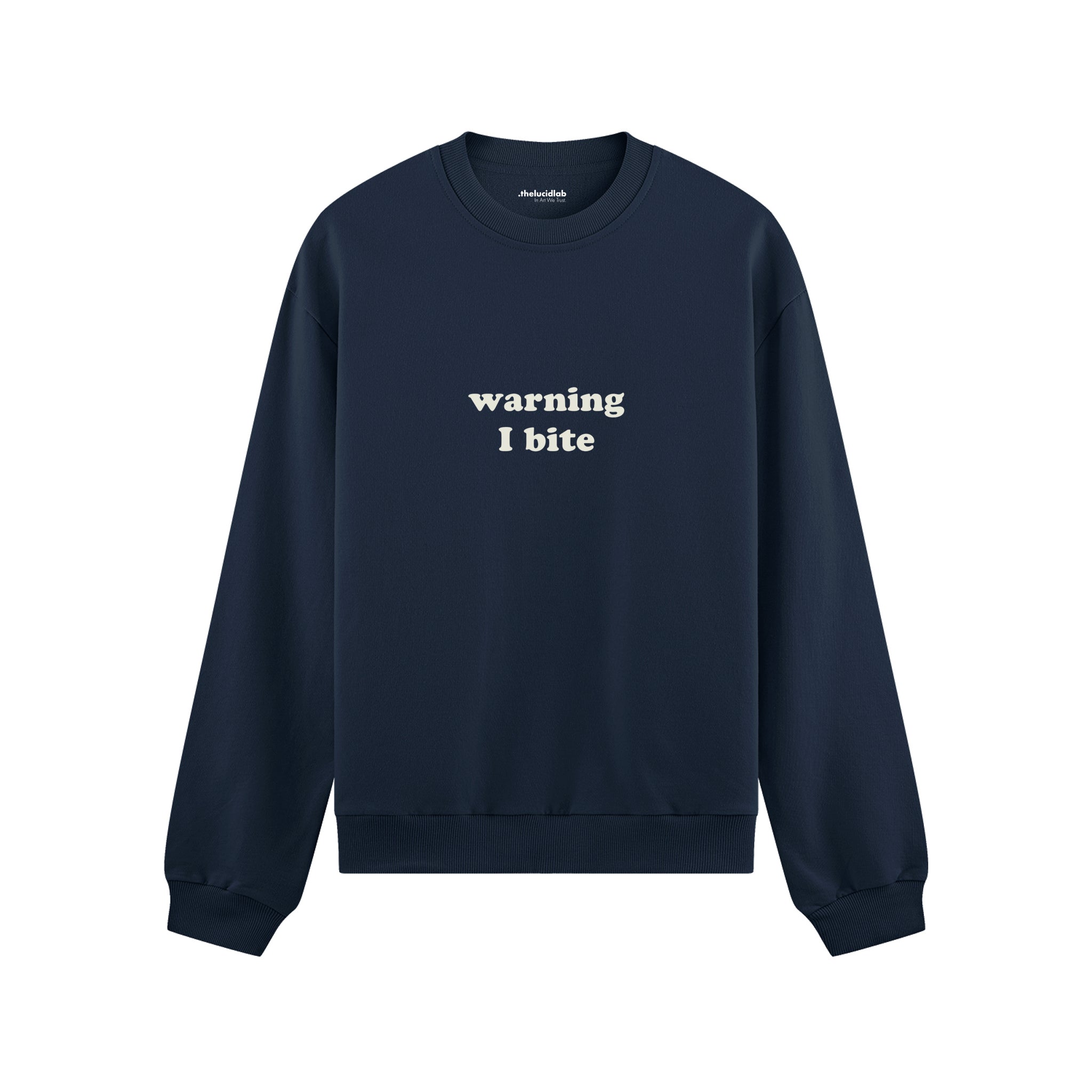 Warning I Bite Oversize Sweatshirt - Lacivert - ön görünüm