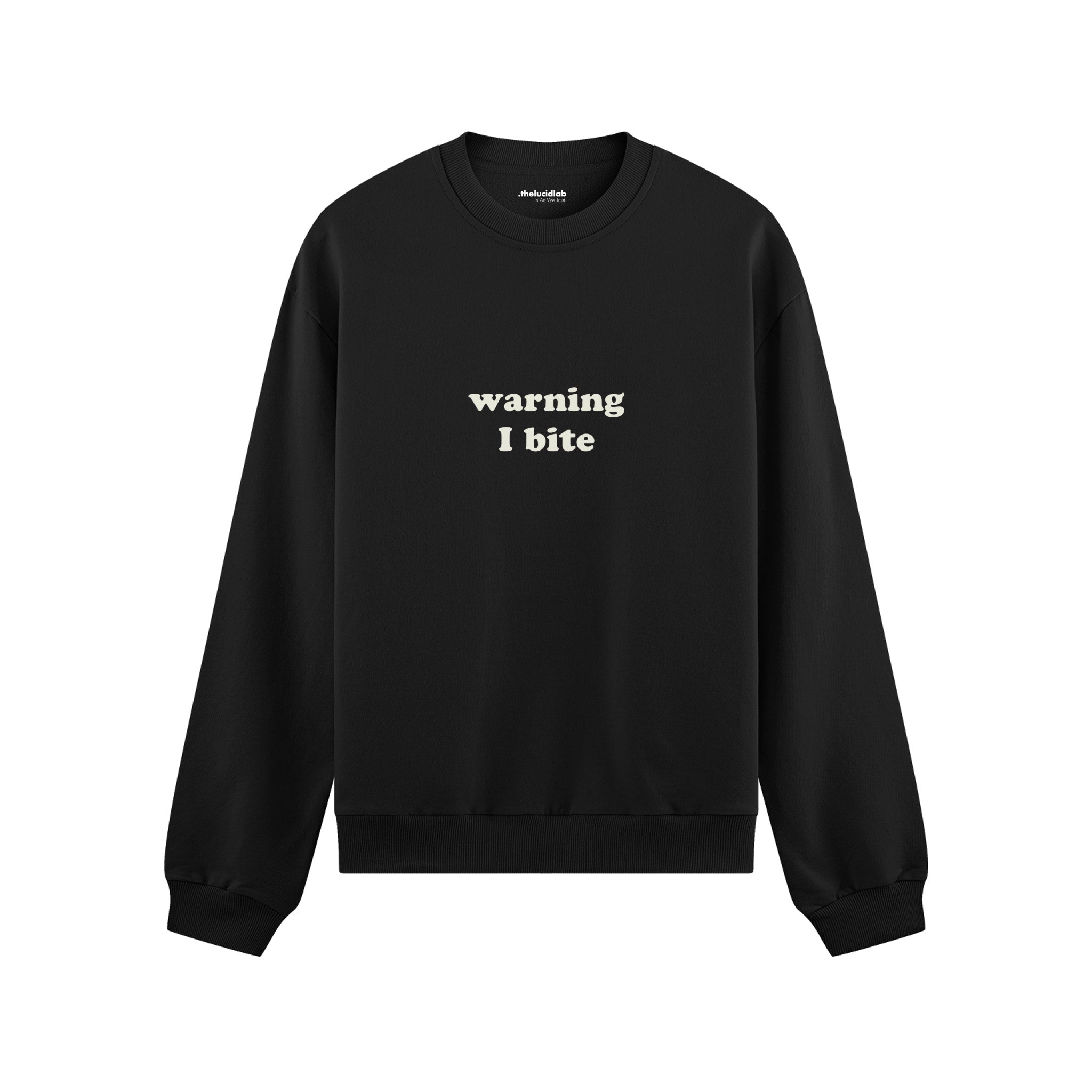 Warning I Bite Oversize Sweatshirt - Siyah - ön görünüm
