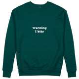 Warning I Bite Sweatshirt - Koyu Yeşil - ön görünüm