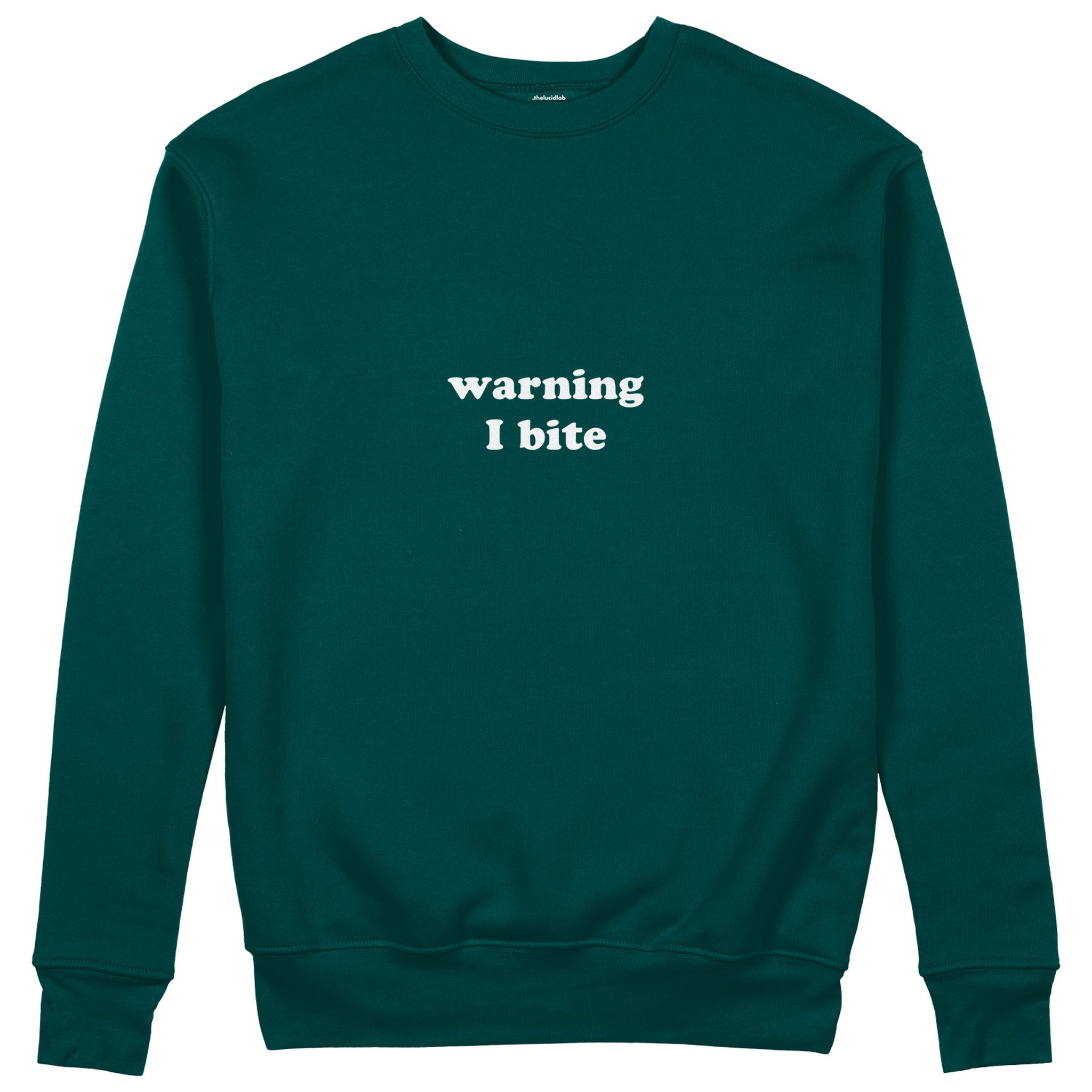 Warning I Bite Sweatshirt - Koyu Yeşil - ön görünüm