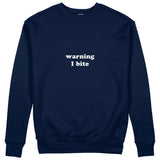 Warning I Bite Sweatshirt - Lacivert - ön görünüm