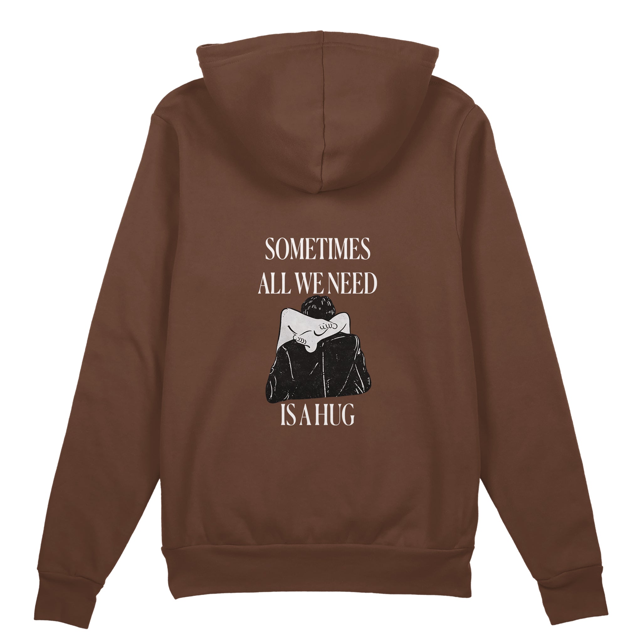 We Need A Hug Oversize Hoodie - Kahverengi - arka görünüm