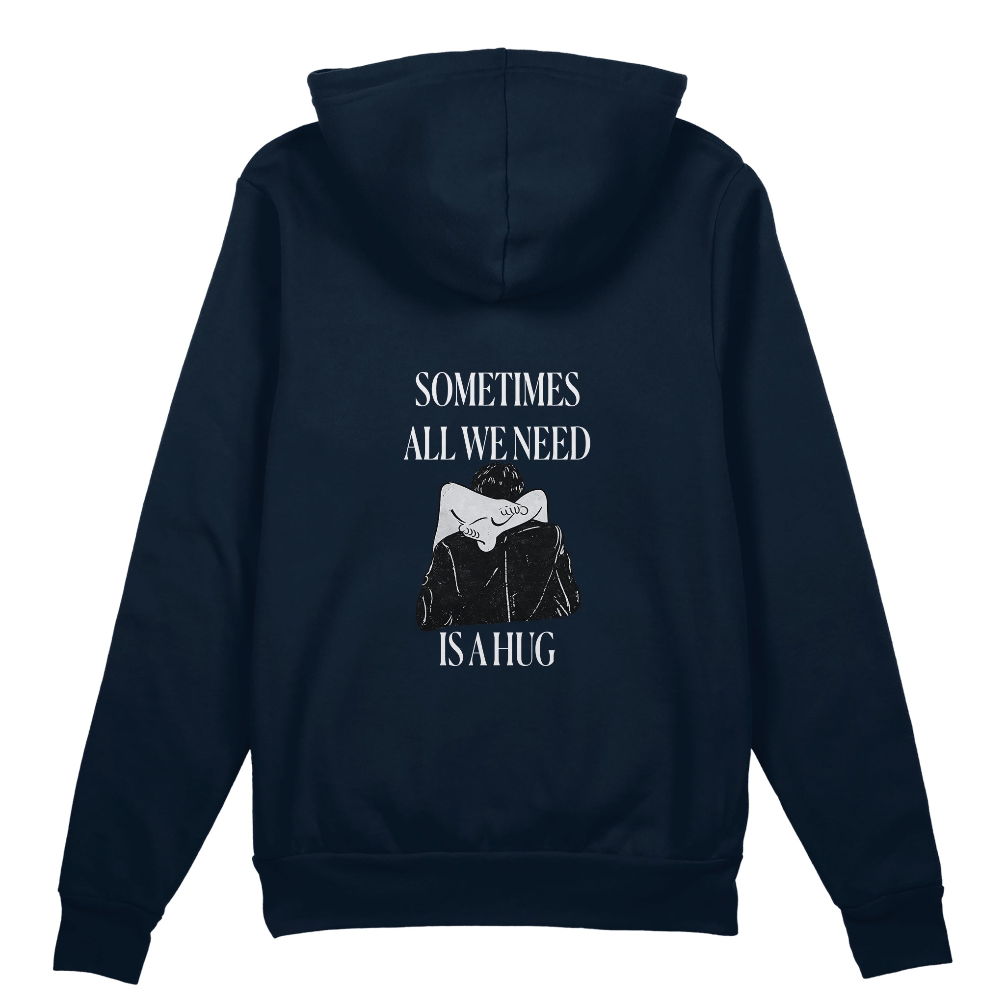 We Need A Hug Oversize Hoodie - Lacivert - arka görünüm