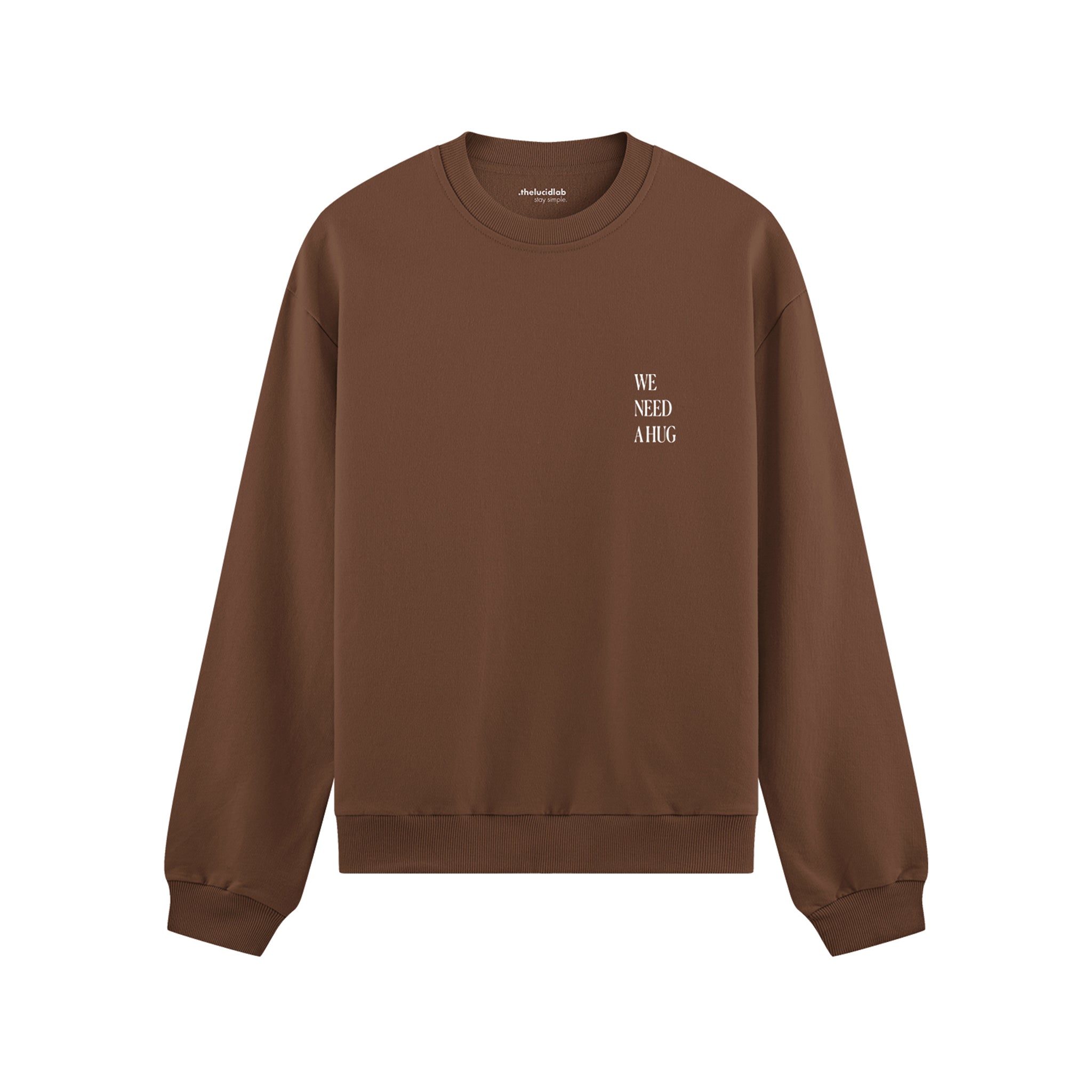We Need A Hug Oversize Sweatshirt - Kahverengi - ön görünüm