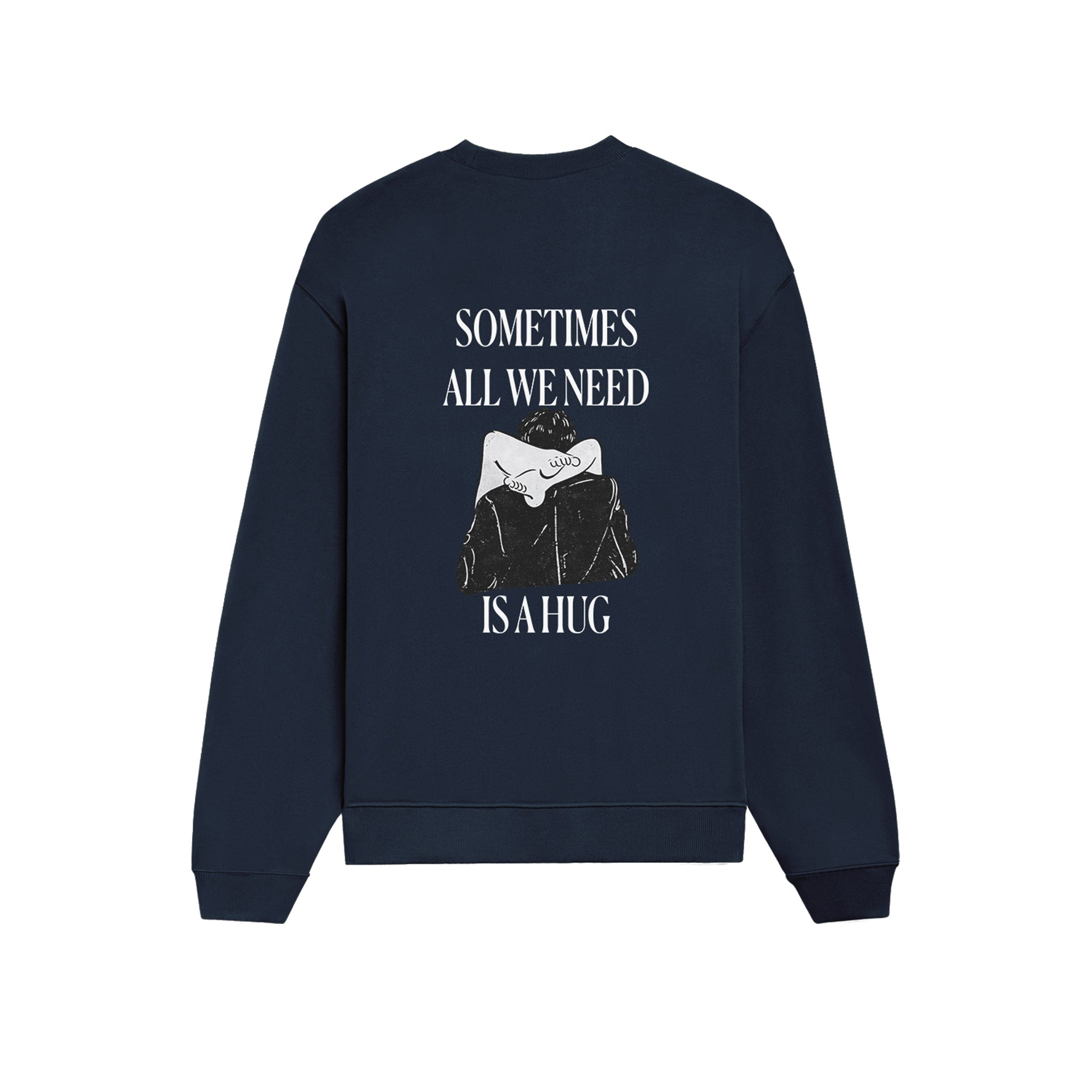 We Need A Hug Oversize Sweatshirt - Lacivert - arka görünüm