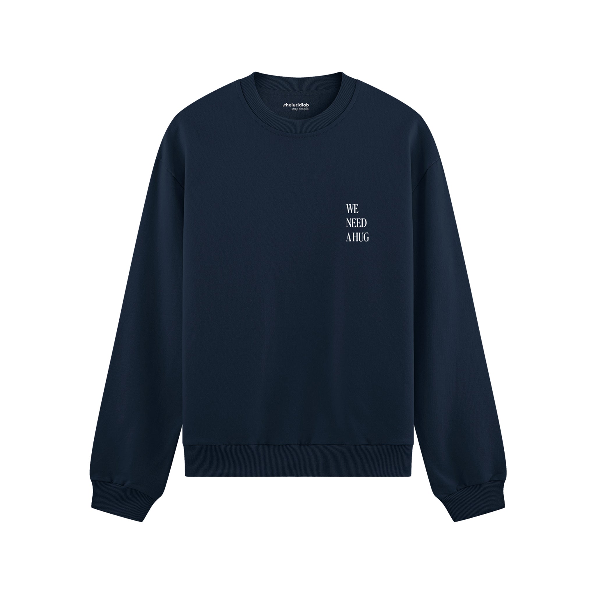 We Need A Hug Oversize Sweatshirt - Lacivert - ön görünüm