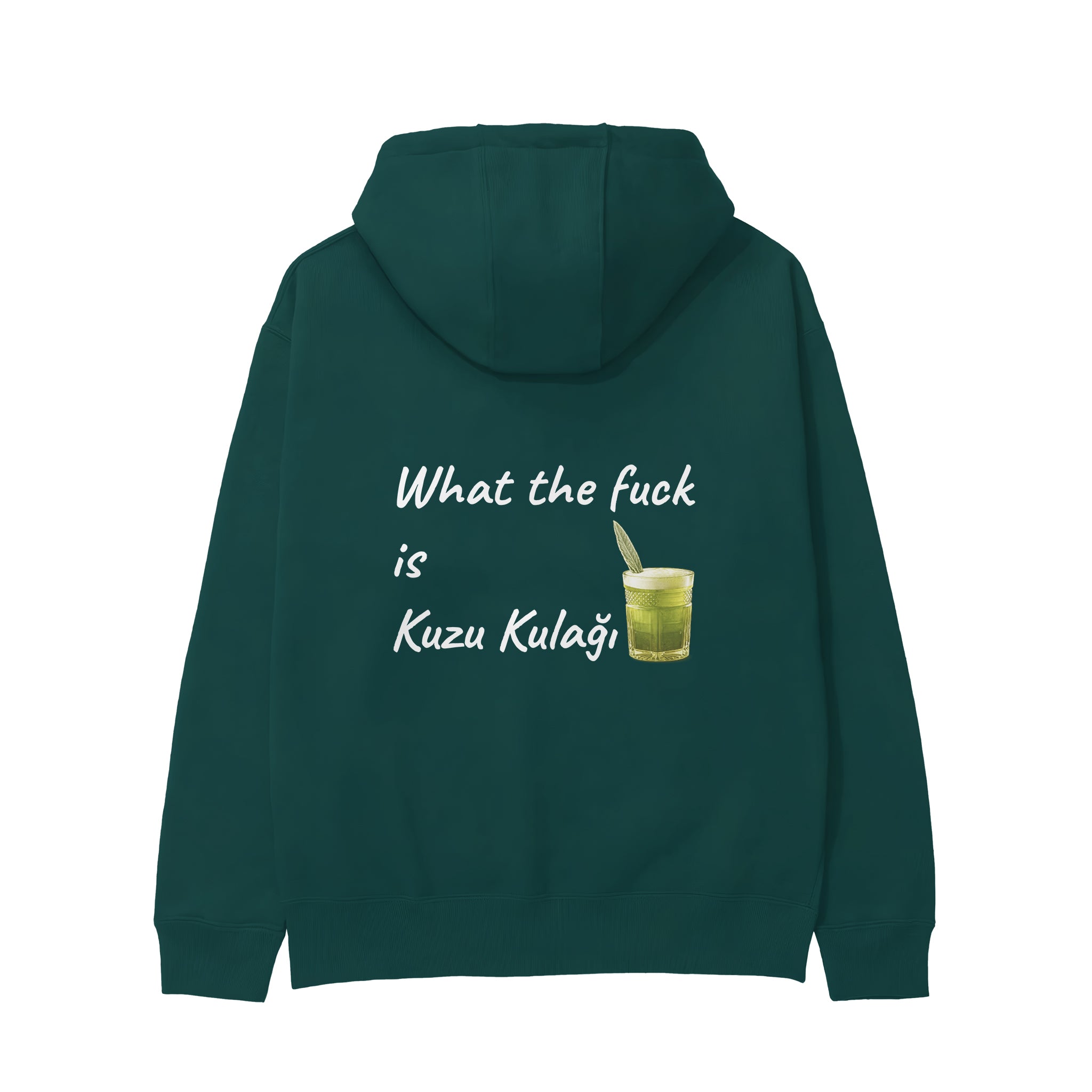 What The Fuck Is Kuzu Kulağı Hoodie - Koyu Yeşil - arka görünüm