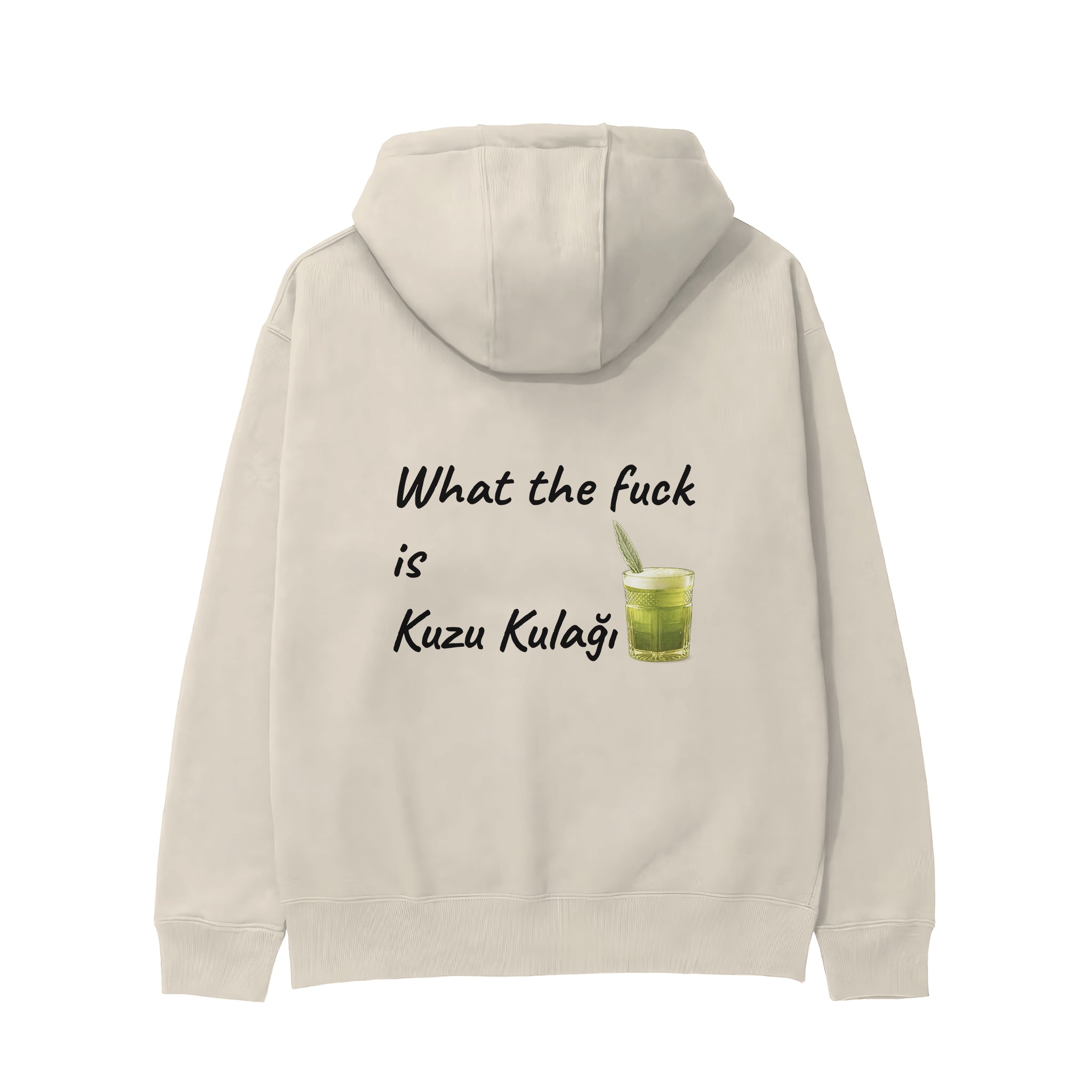 What The Fuck Is Kuzu Kulağı Hoodie - Krem - arka görünüm