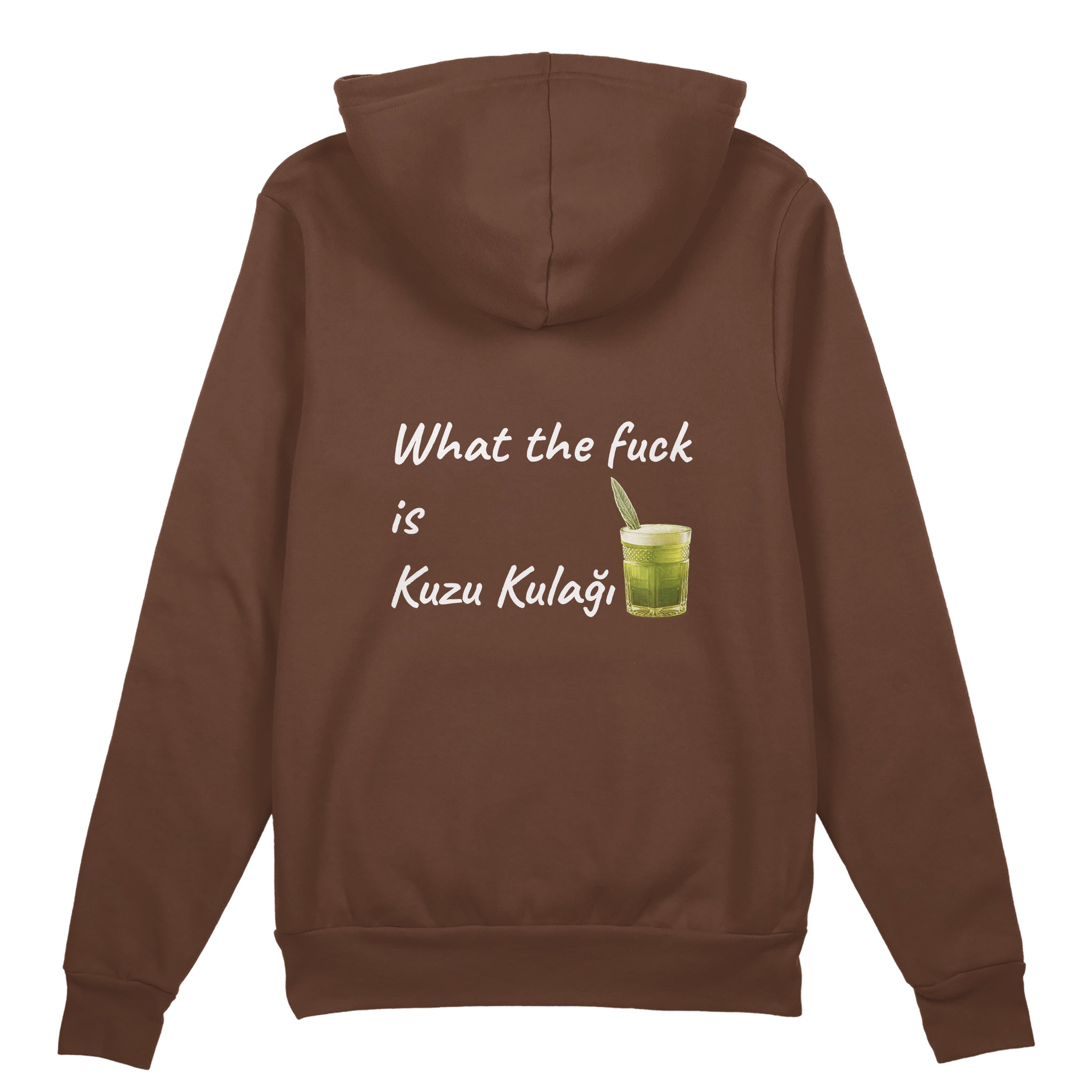 What The Fuck Is Kuzu Kulağı Oversize Hoodie - Kahverengi - arka görünüm
