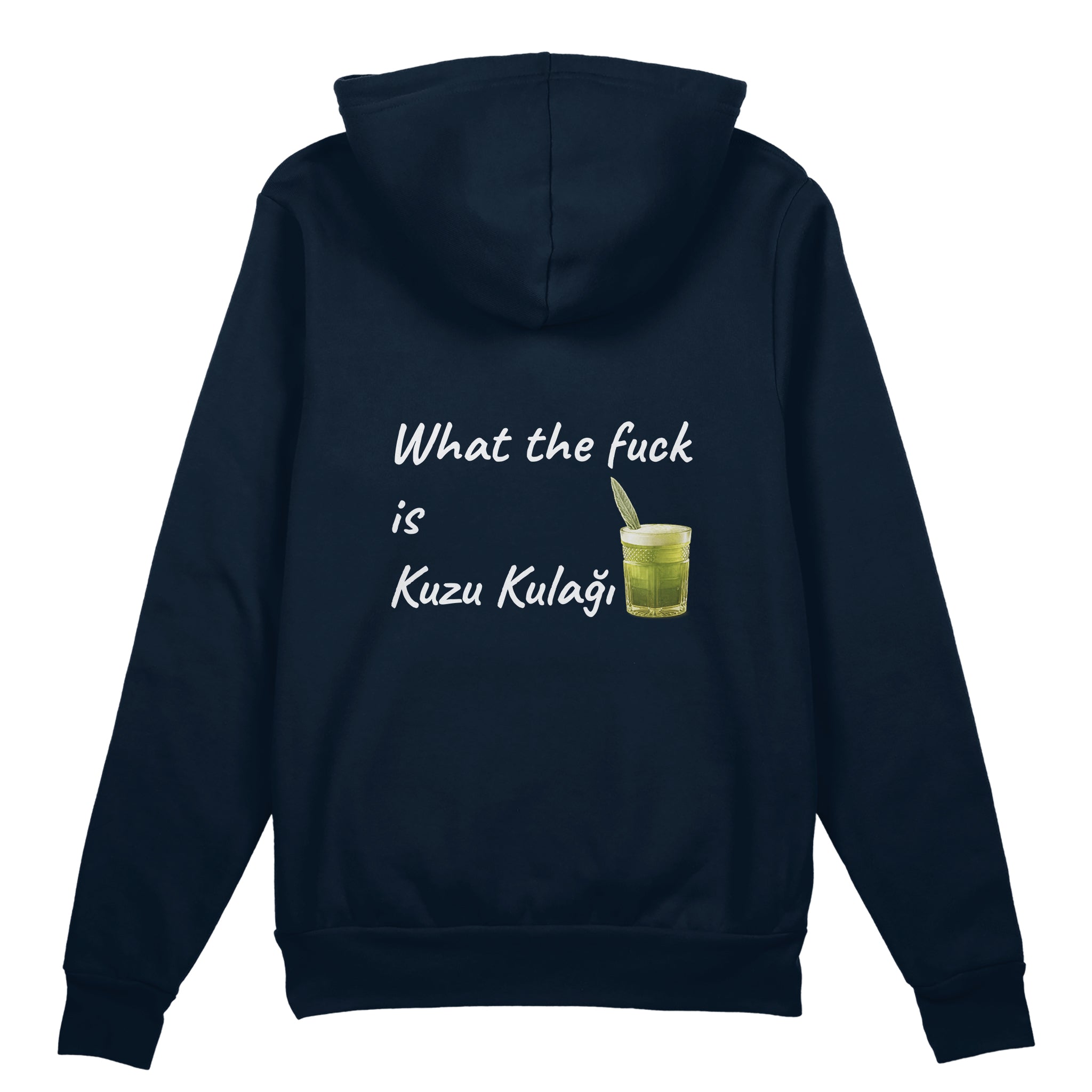 What The Fuck Is Kuzu Kulağı Oversize Hoodie - Lacivert - arka görünüm