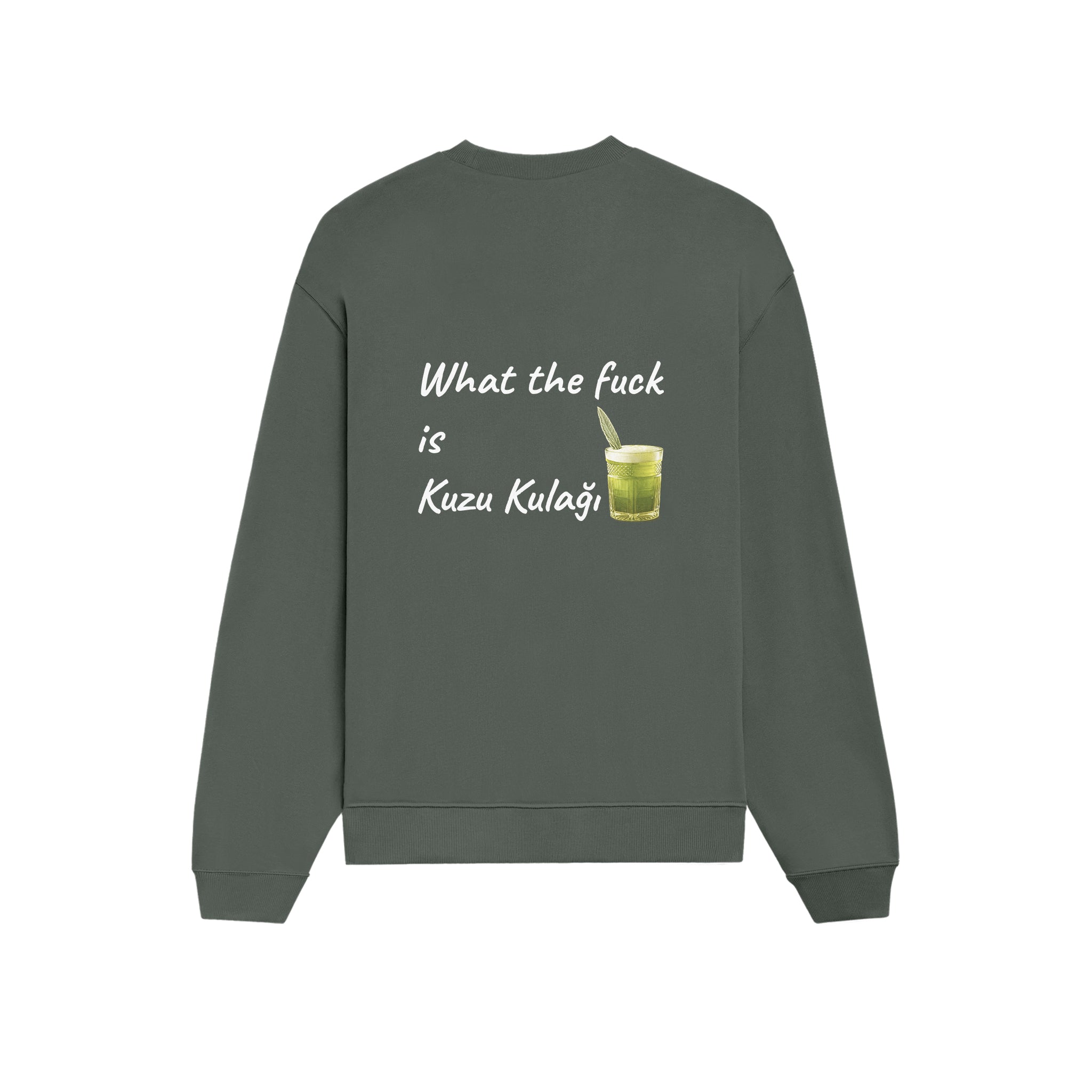 What The Fuck Is Kuzu Kulağı Oversize Sweatshirt - Antrasit - arka görünüm