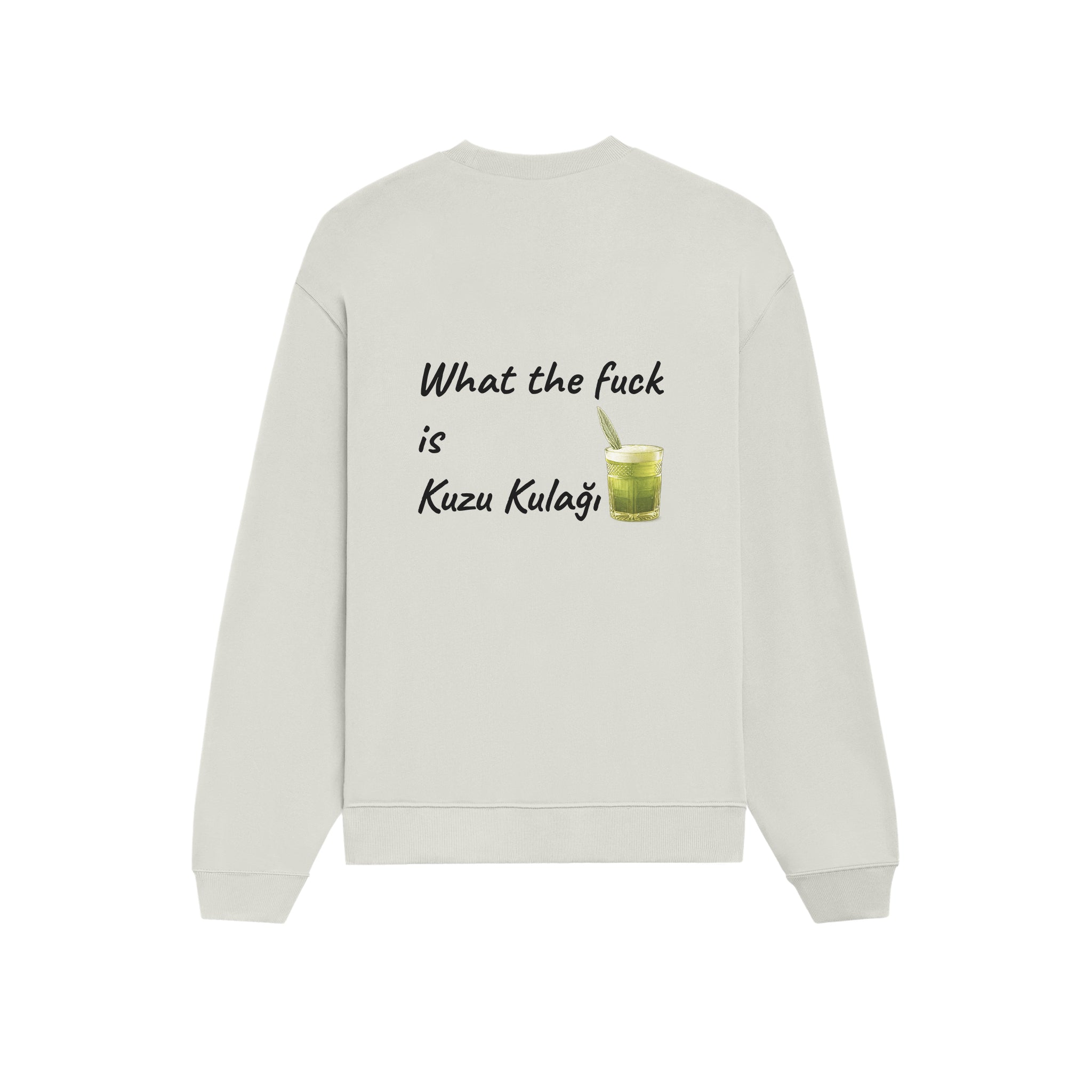 What The Fuck Is Kuzu Kulağı Oversize Sweatshirt - Beyaz - arka görünüm