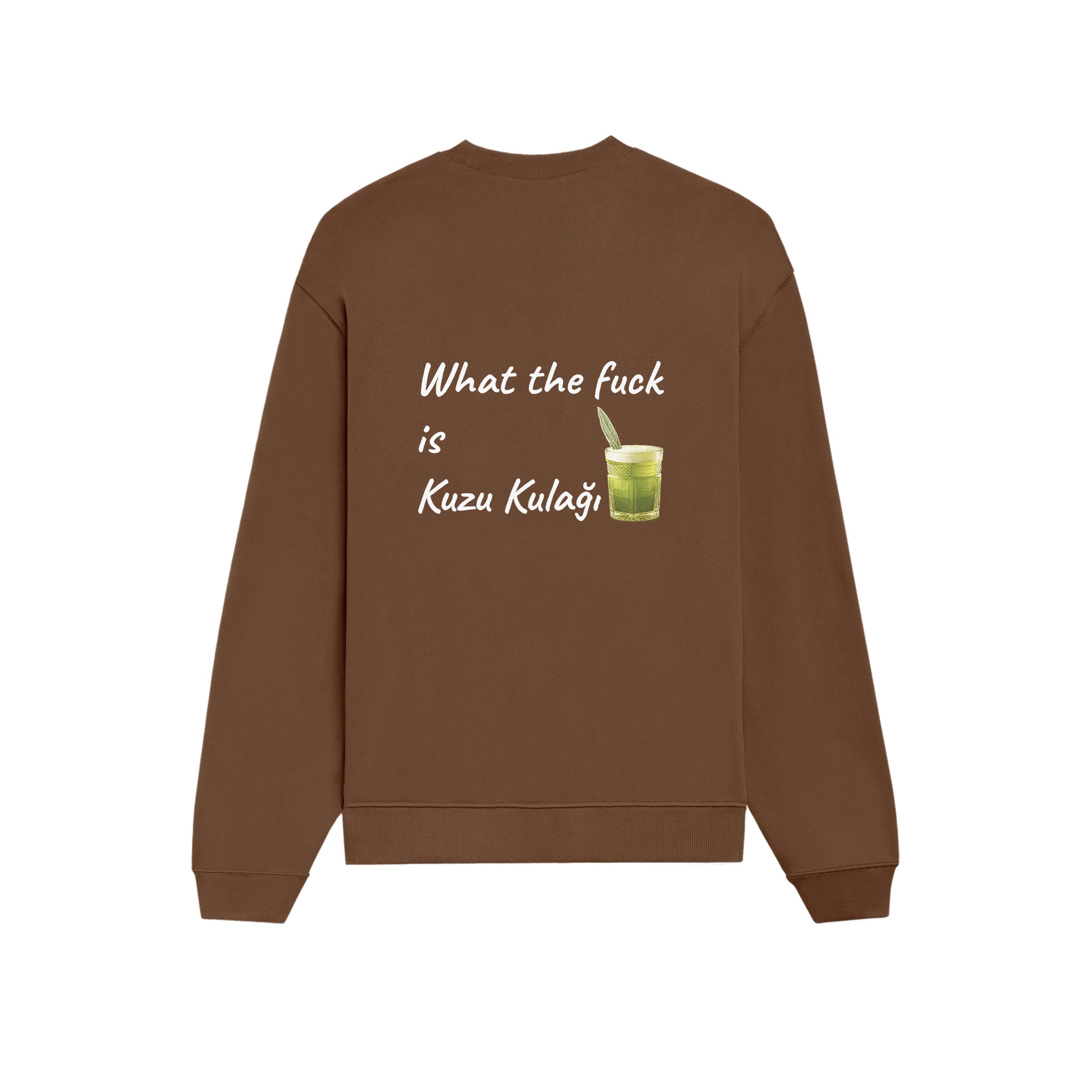 What The Fuck Is Kuzu Kulağı Oversize Sweatshirt - Kahverengi - arka görünüm