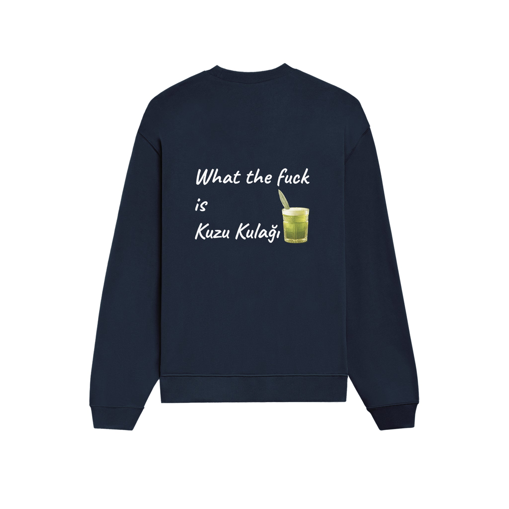 What The Fuck Is Kuzu Kulağı Oversize Sweatshirt - Lacivert - arka görünüm