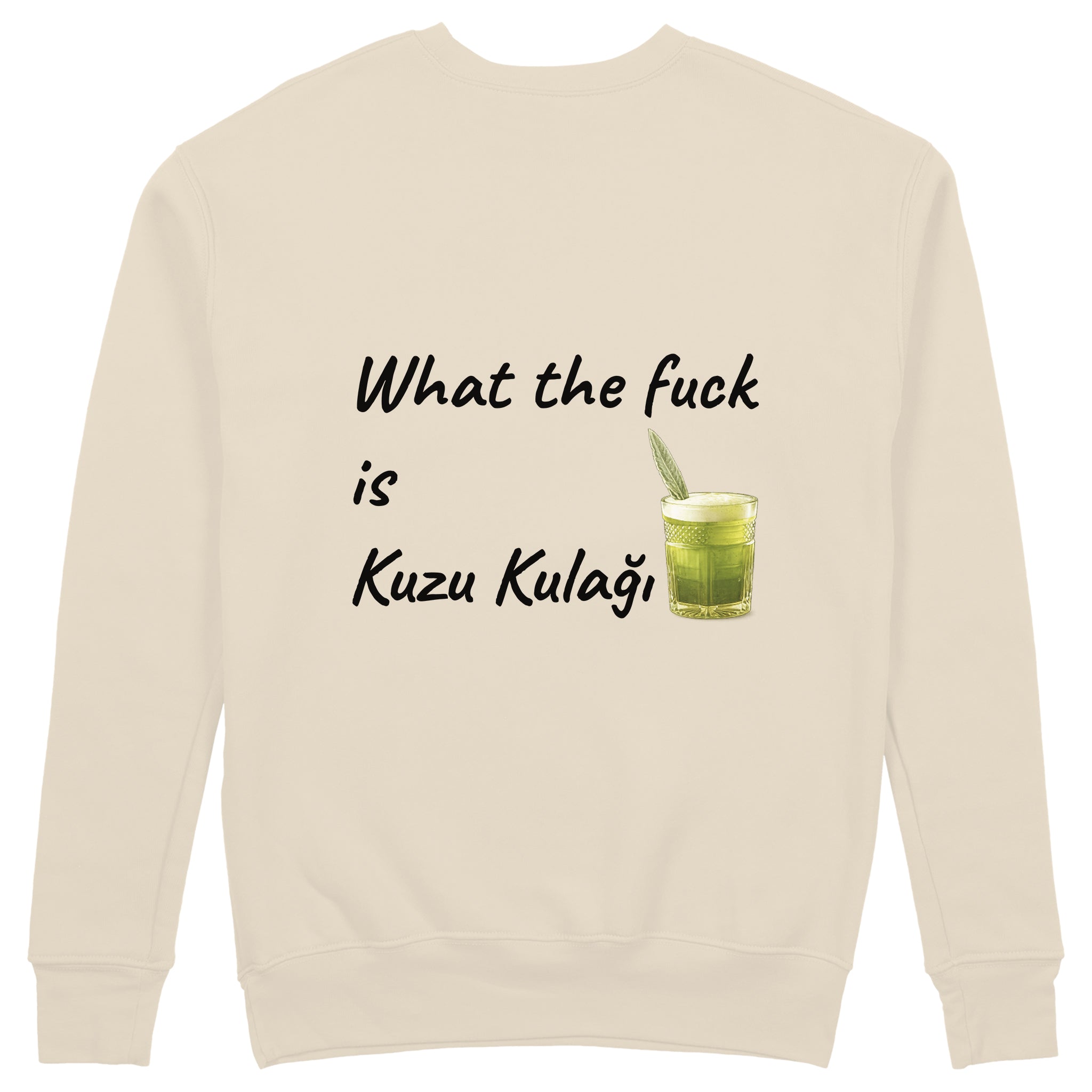 What The Fuck Is Kuzu Kulağı Sweatshirt - Bej - arka görünüm
