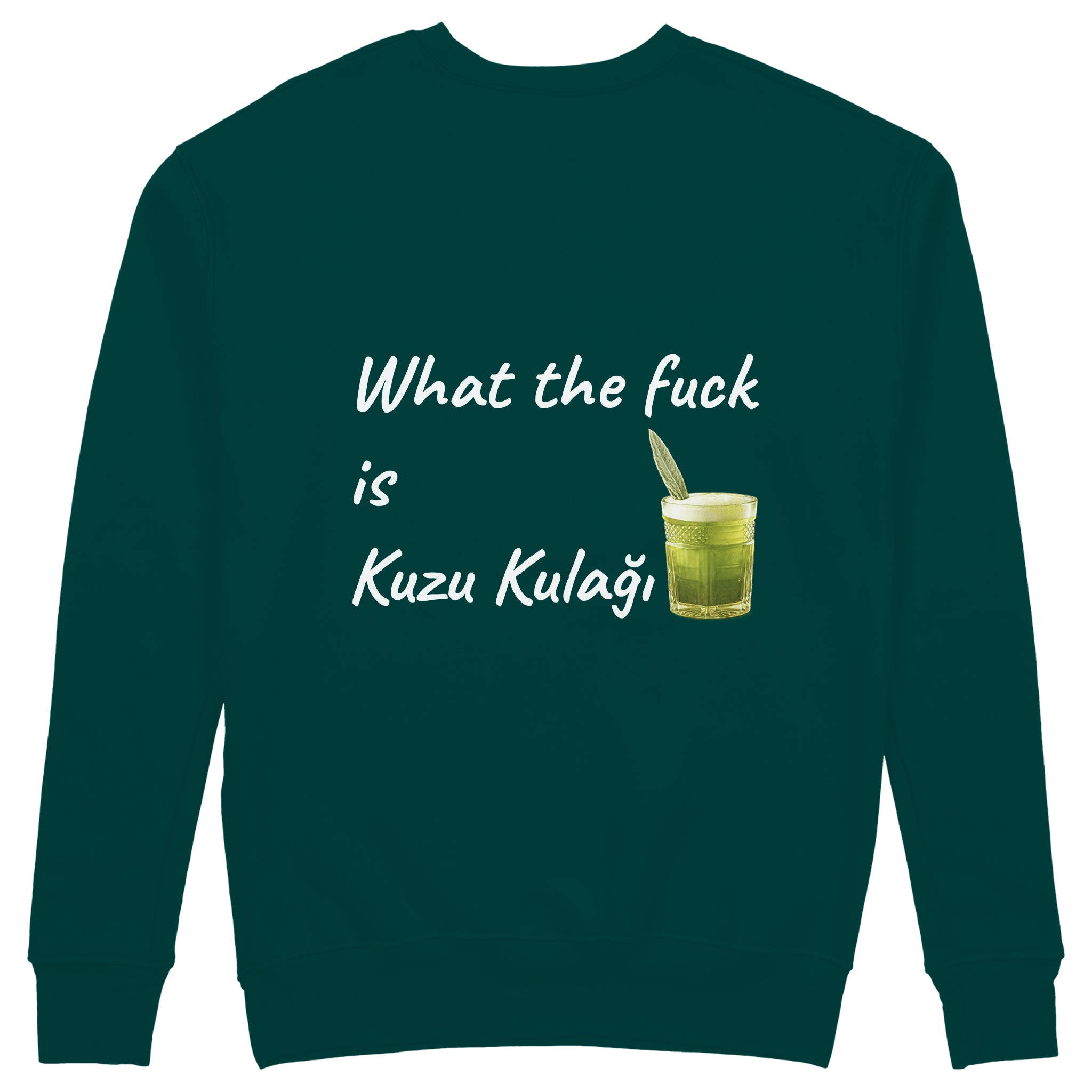 What The Fuck Is Kuzu Kulağı Sweatshirt - Koyu Yeşil - arka görünüm