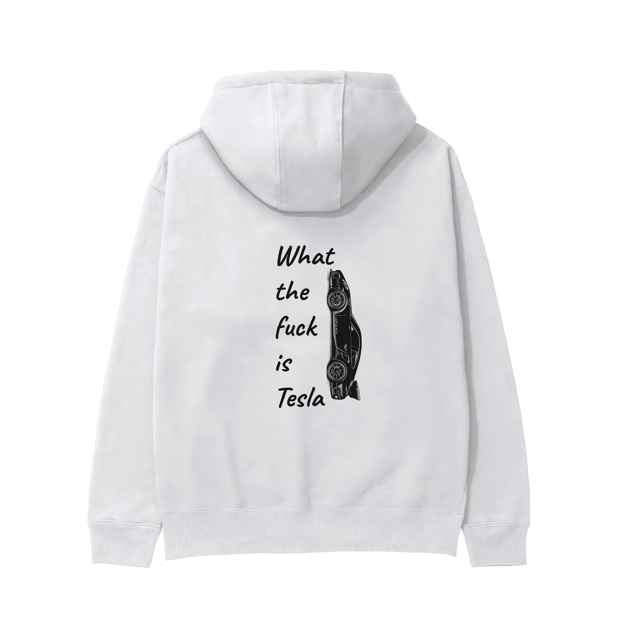 What The Fuck Is Tesla Hoodie - Beyaz - arka görünüm