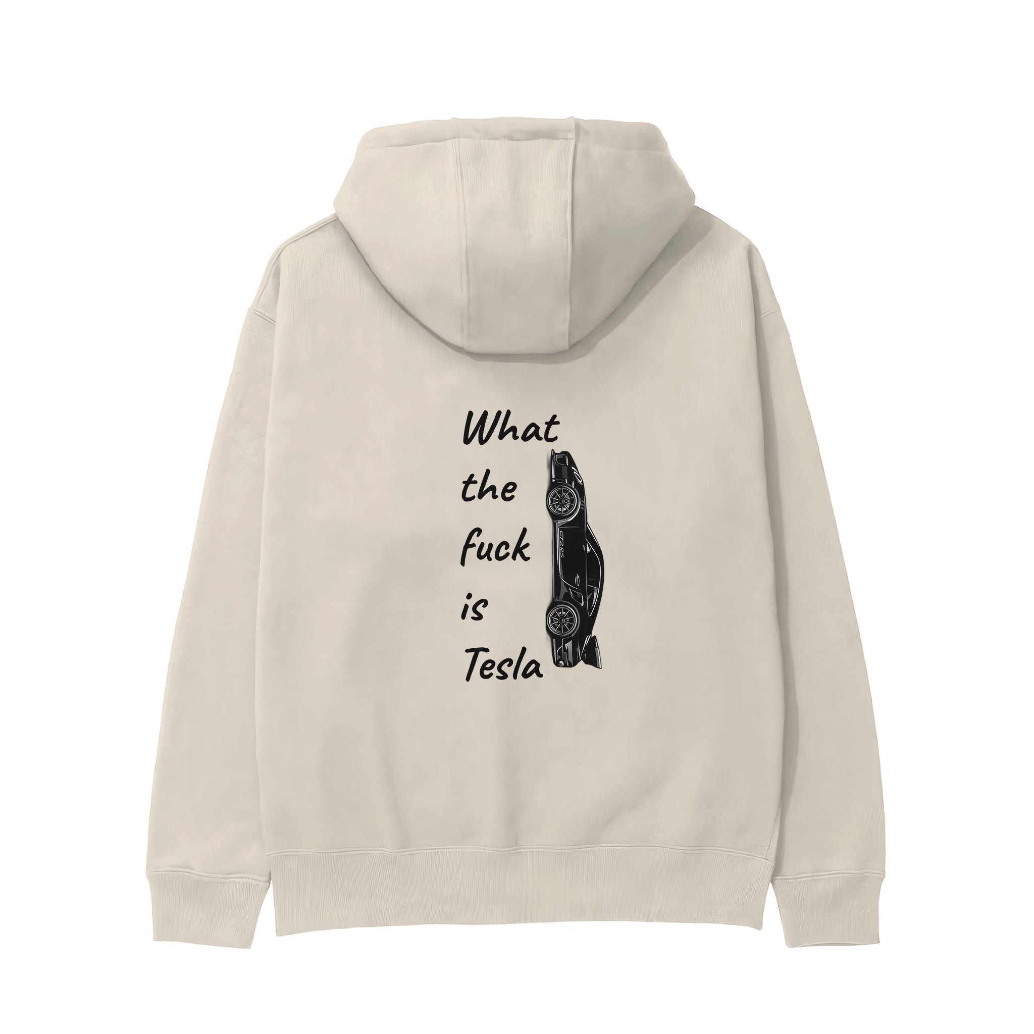 What The Fuck Is Tesla Hoodie - Krem - arka görünüm