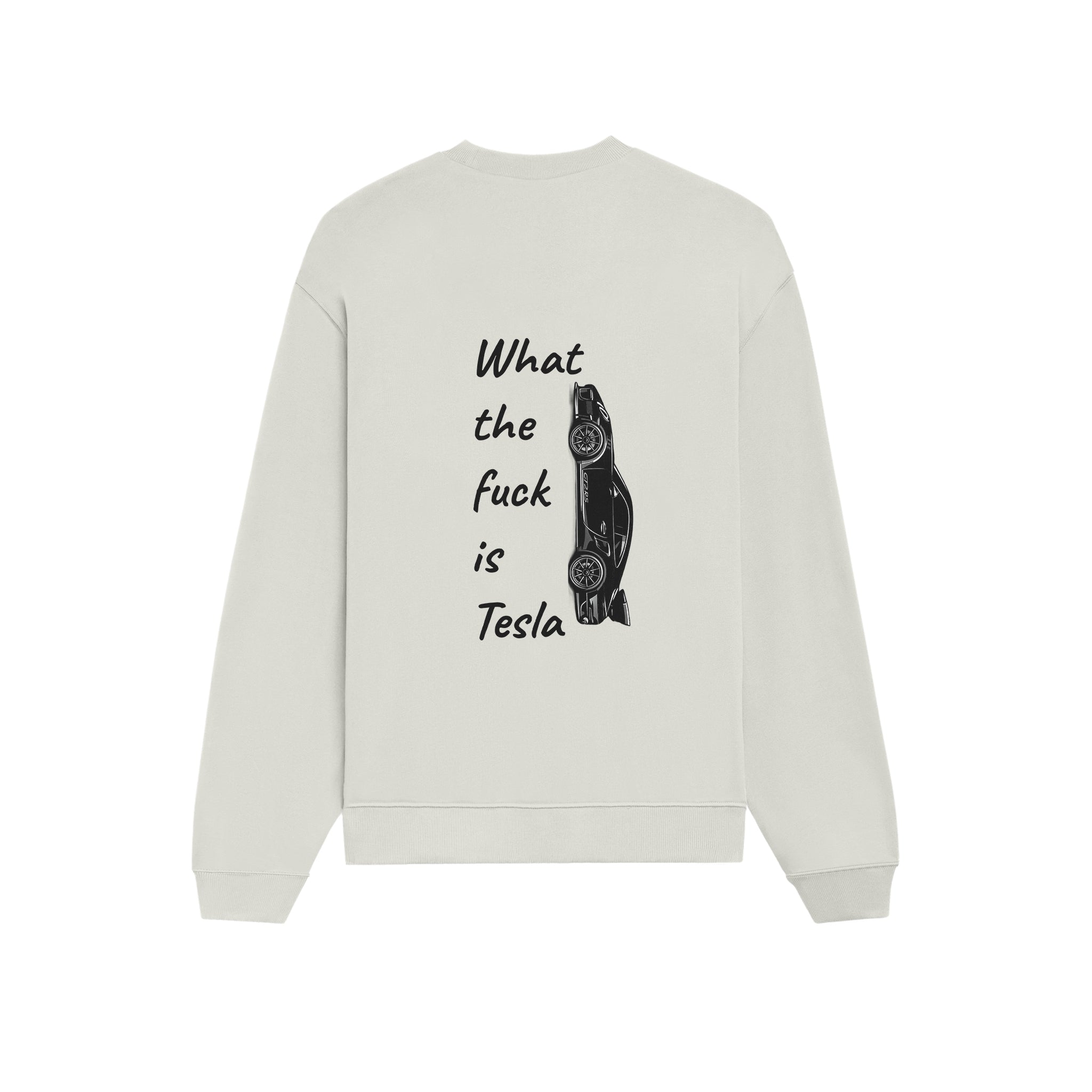 What The Fuck Is Tesla Oversize Sweatshirt - Beyaz - arka görünüm
