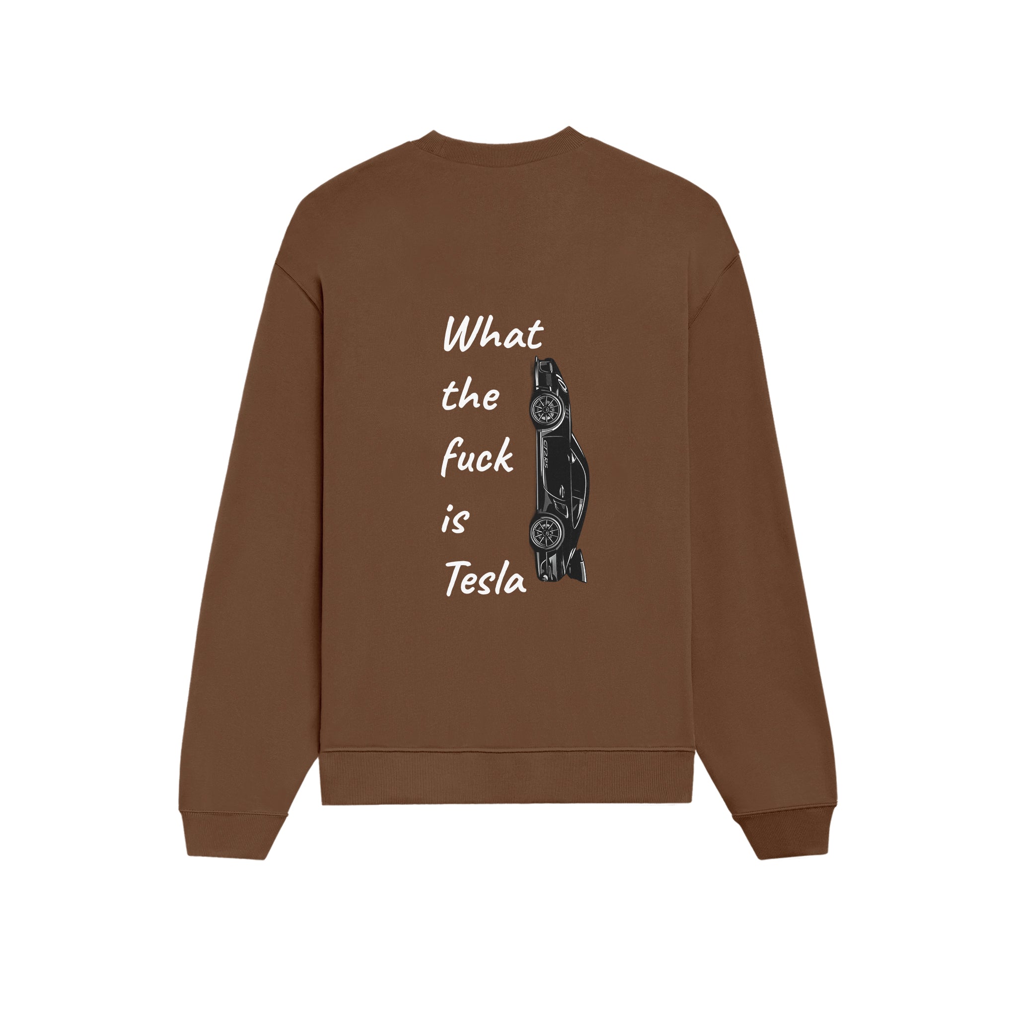 What The Fuck Is Tesla Oversize Sweatshirt - Kahverengi - arka görünüm