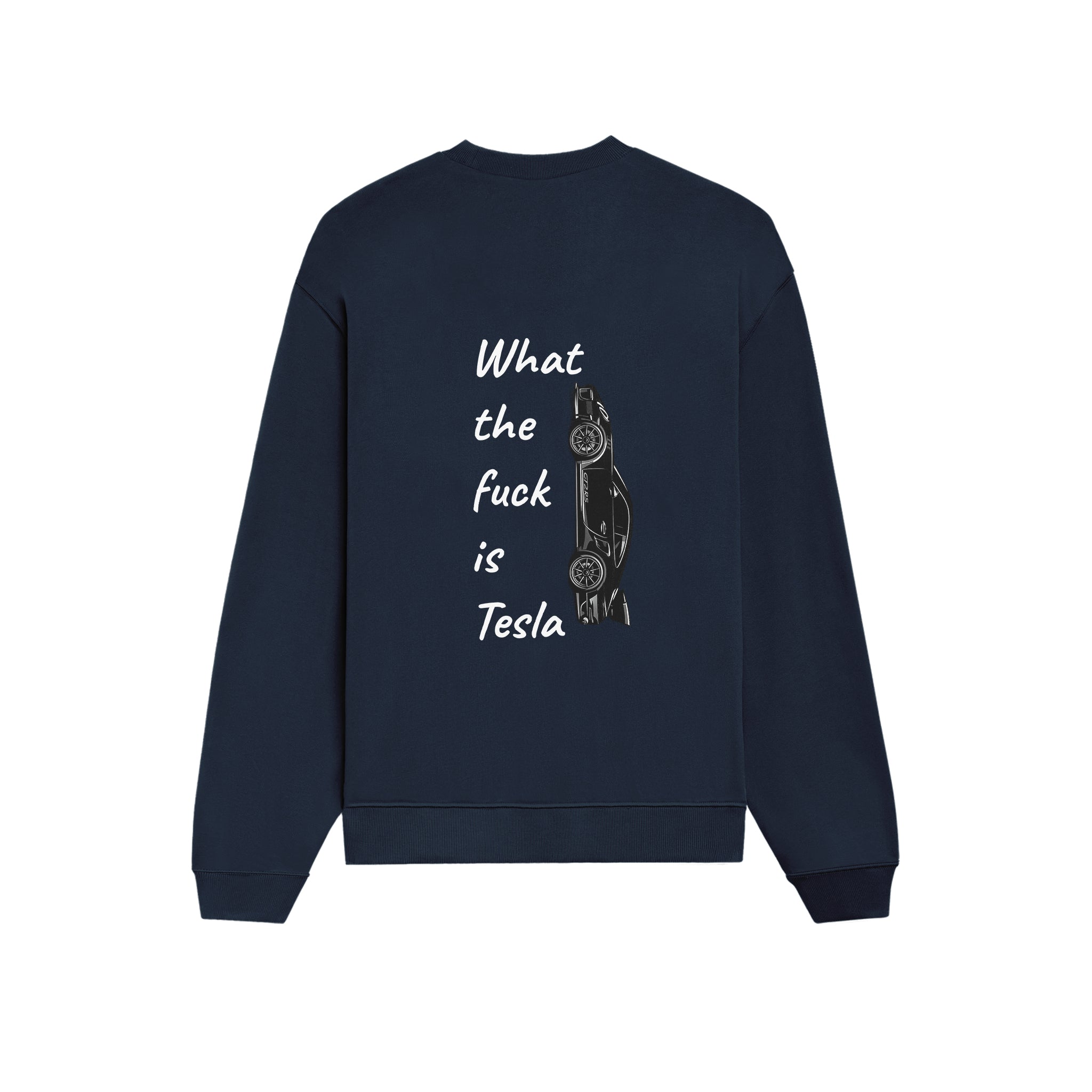 What The Fuck Is Tesla Oversize Sweatshirt - Lacivert - arka görünüm