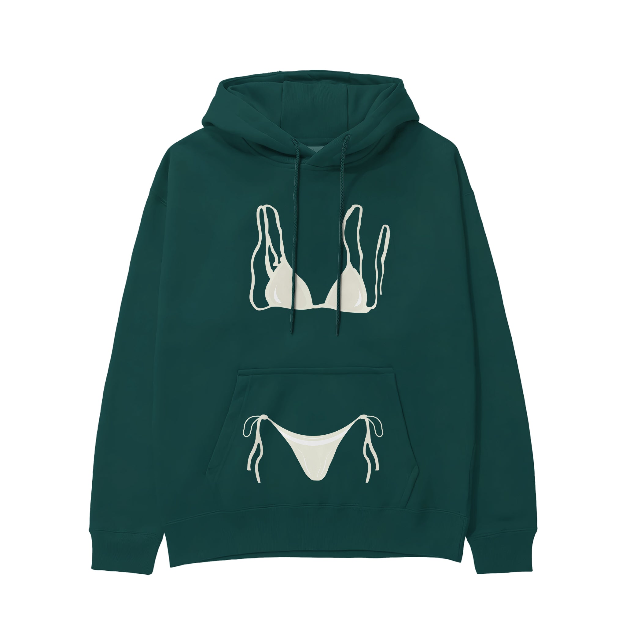 White Bikini Hoodie - Koyu Yeşil - ön görünüm