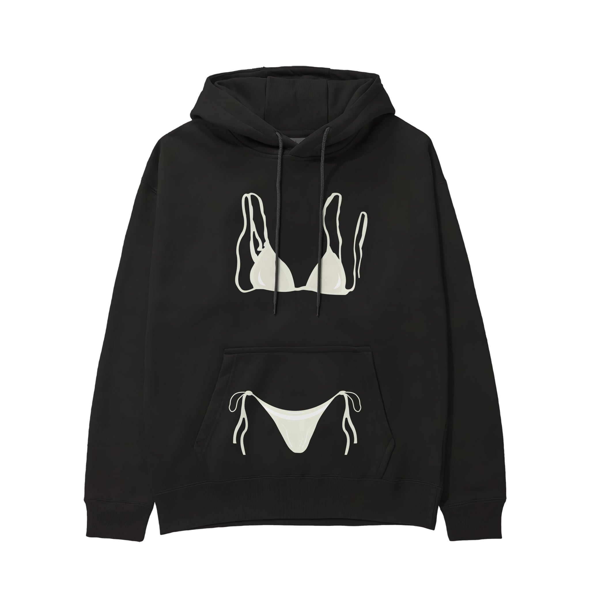 White Bikini Hoodie - Siyah - ön görünüm
