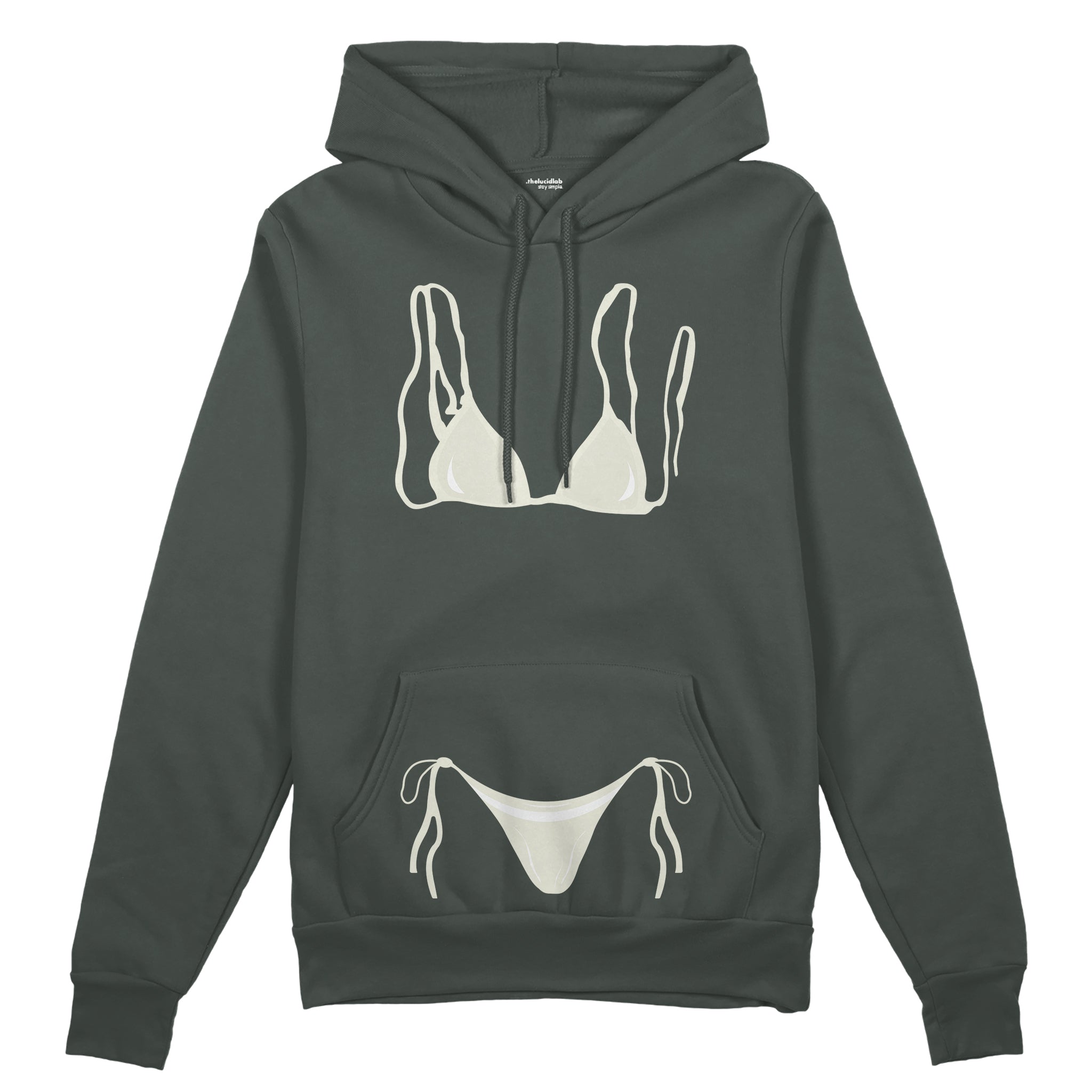 White Bikini Oversize Hoodie - Antrasit - ön görünüm