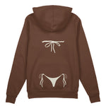White Bikini Oversize Hoodie - Kahverengi - arka görünüm