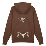 White Bikini Oversize Hoodie - Kahverengi - arka görünüm