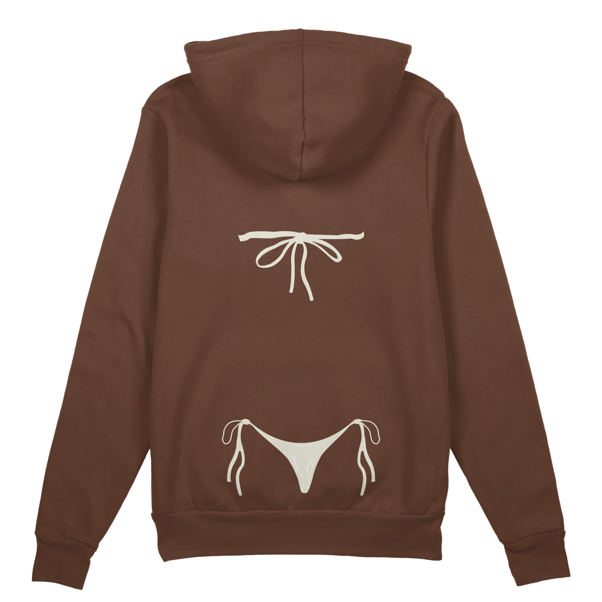 White Bikini Oversize Hoodie - Kahverengi - arka görünüm