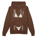 White Bikini Oversize Hoodie - Kahverengi - ön görünüm
