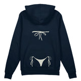 White Bikini Oversize Hoodie - Lacivert - arka görünüm