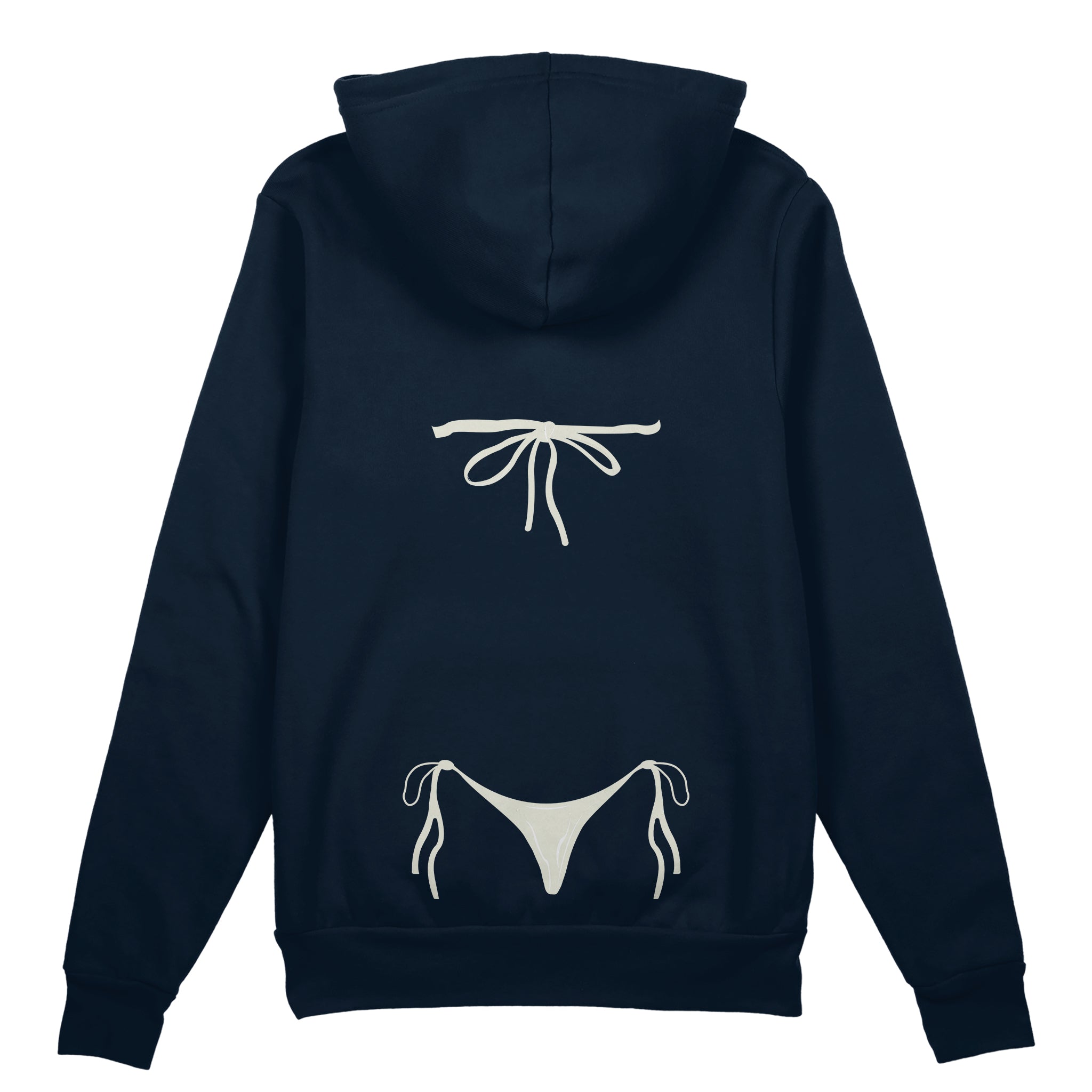 White Bikini Oversize Hoodie - Lacivert - arka görünüm