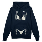 White Bikini Oversize Hoodie - Lacivert - ön görünüm
