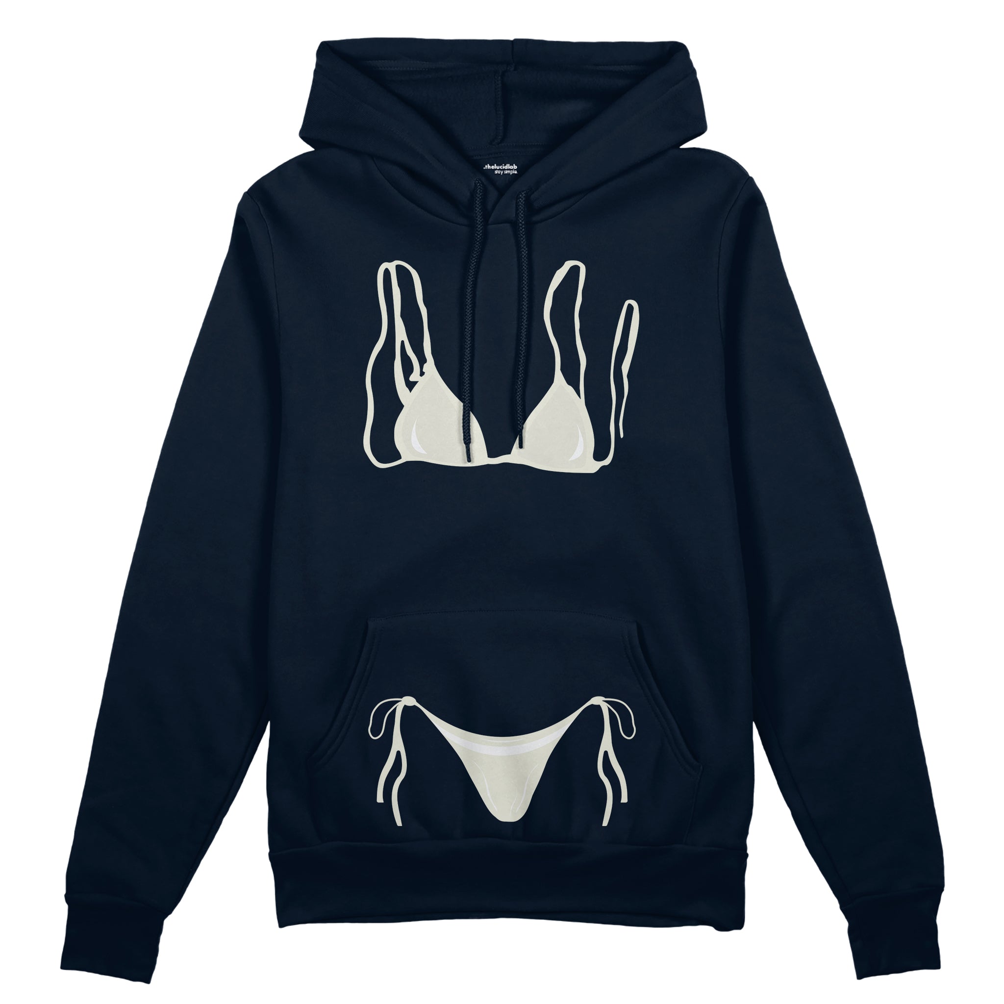 White Bikini Oversize Hoodie - Lacivert - ön görünüm