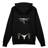 White Bikini Oversize Hoodie - Siyah - arka görünüm