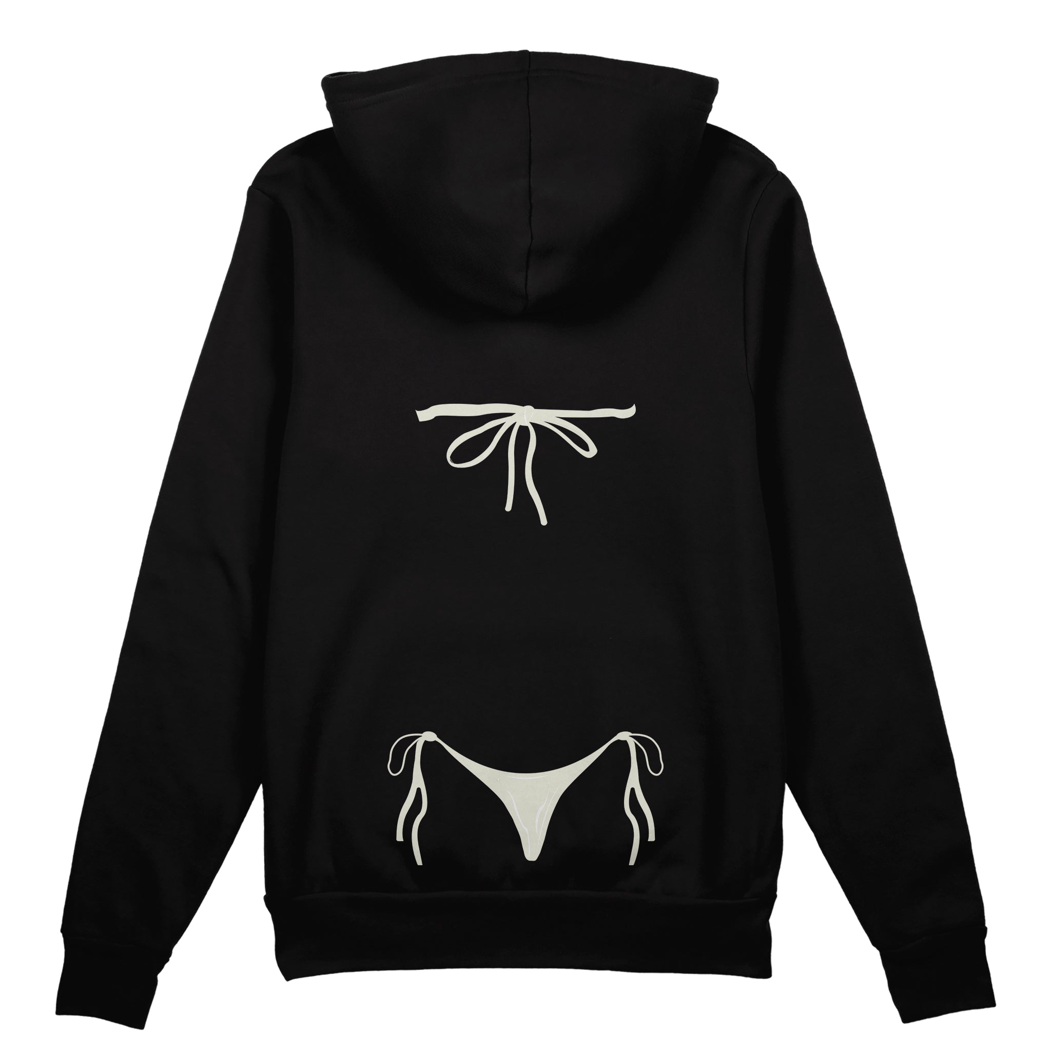 White Bikini Oversize Hoodie - Siyah - arka görünüm