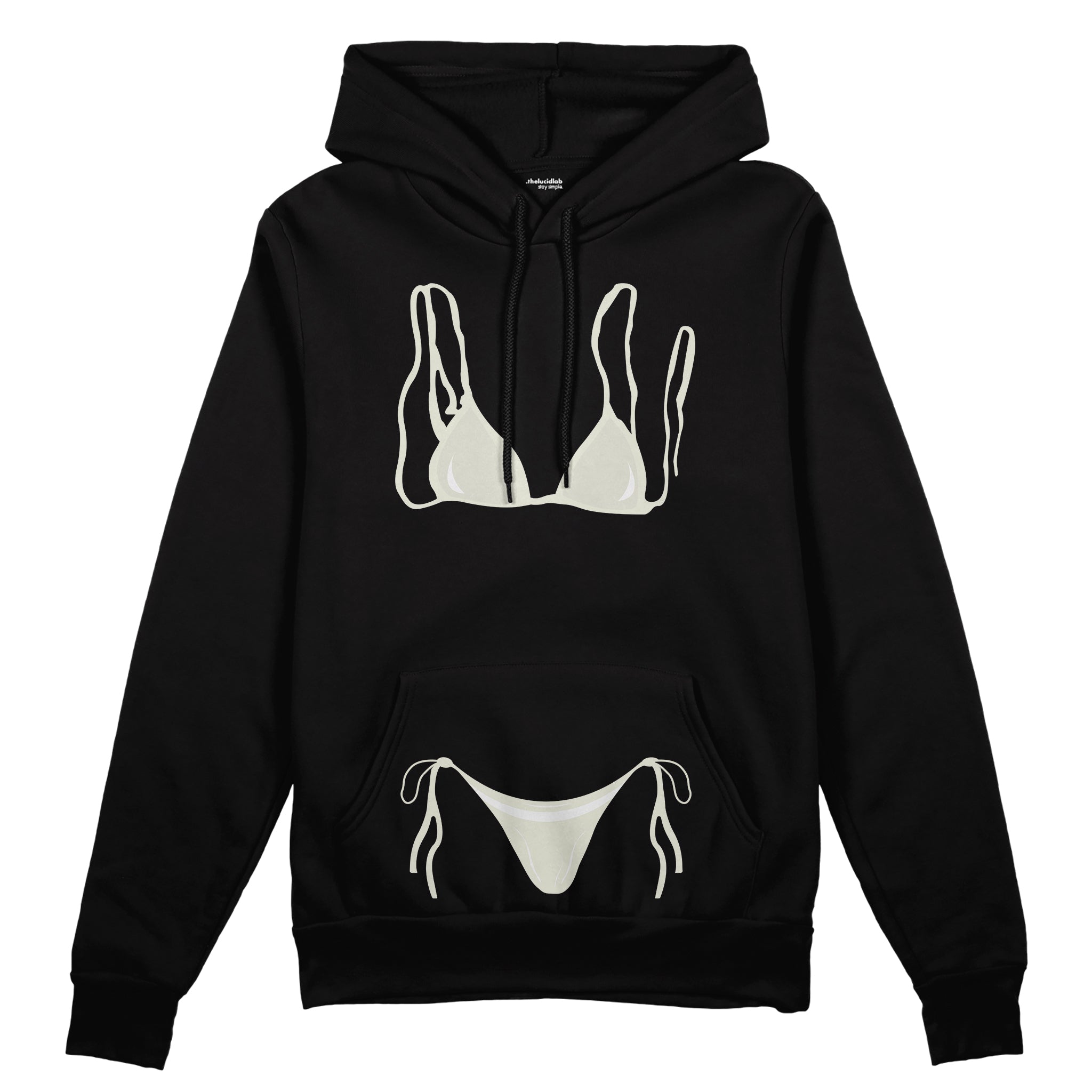 White Bikini Oversize Hoodie - Siyah - ön görünüm