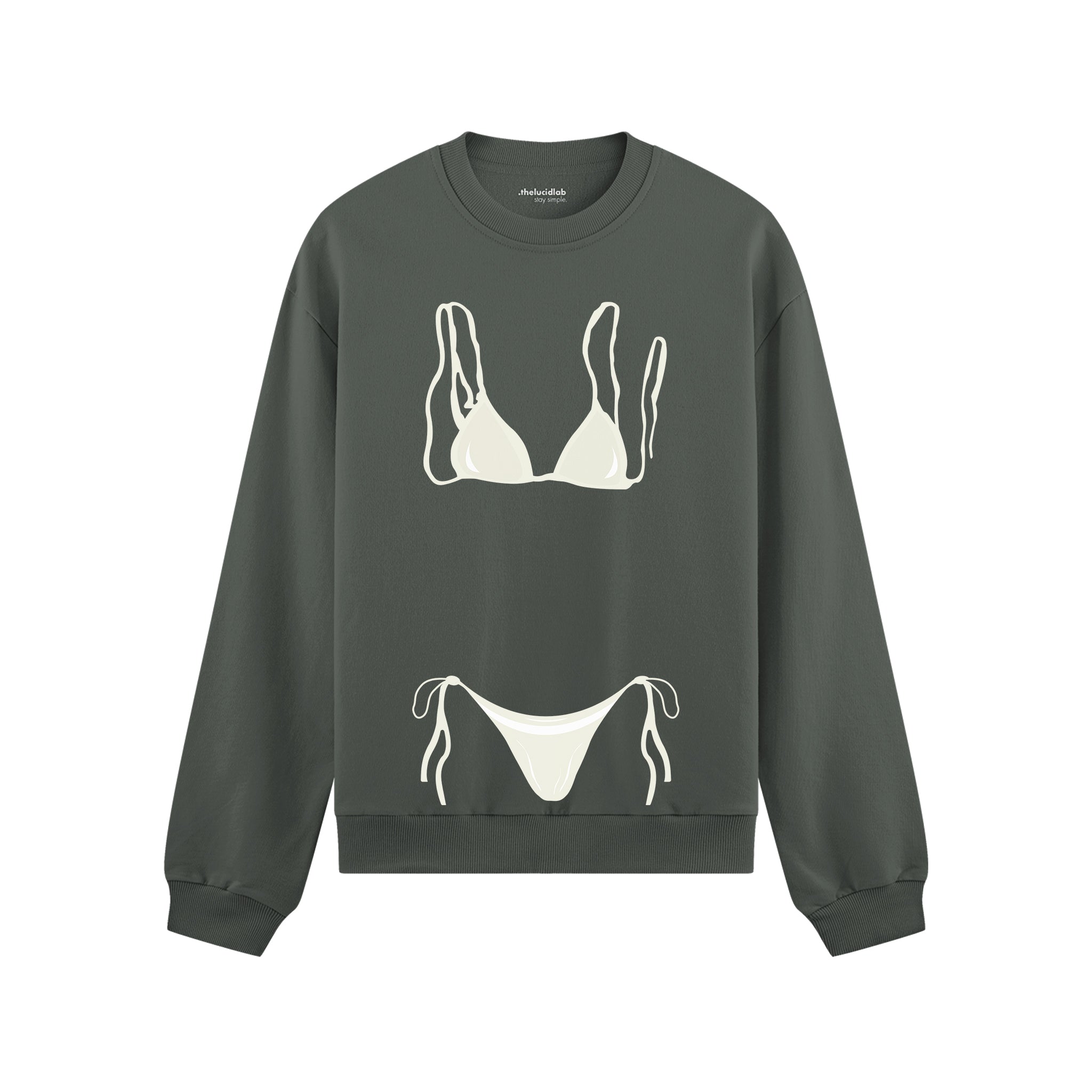 White Bikini Oversize Sweatshirt - Antrasit - ön görünüm
